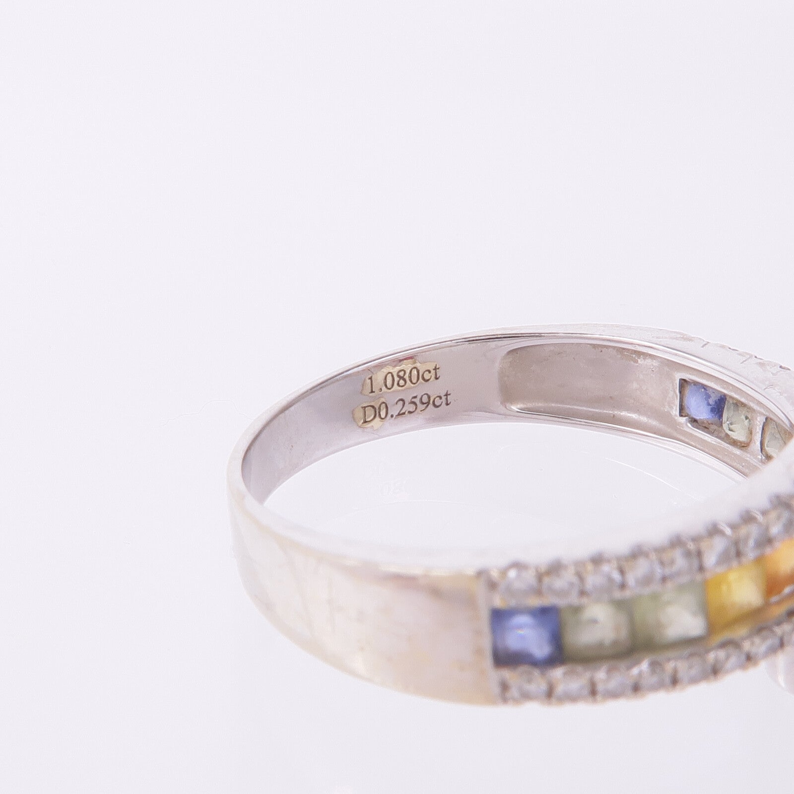 JEWELRY 18K白金Color Stone/Diamond Ring彩色寶石/鑽石戒指US#7.5