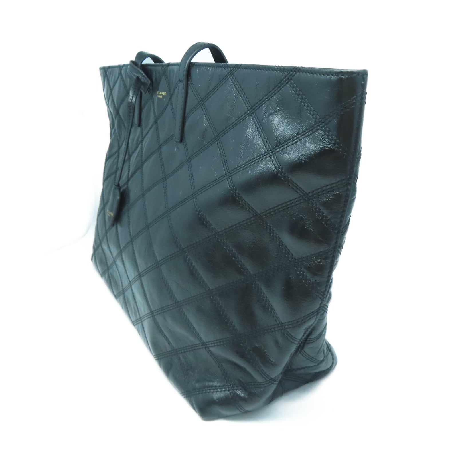 YVES SAINT LAURENT 【激減優惠】菱格牛皮皮革Tote Bag金扣手挽袋黑色