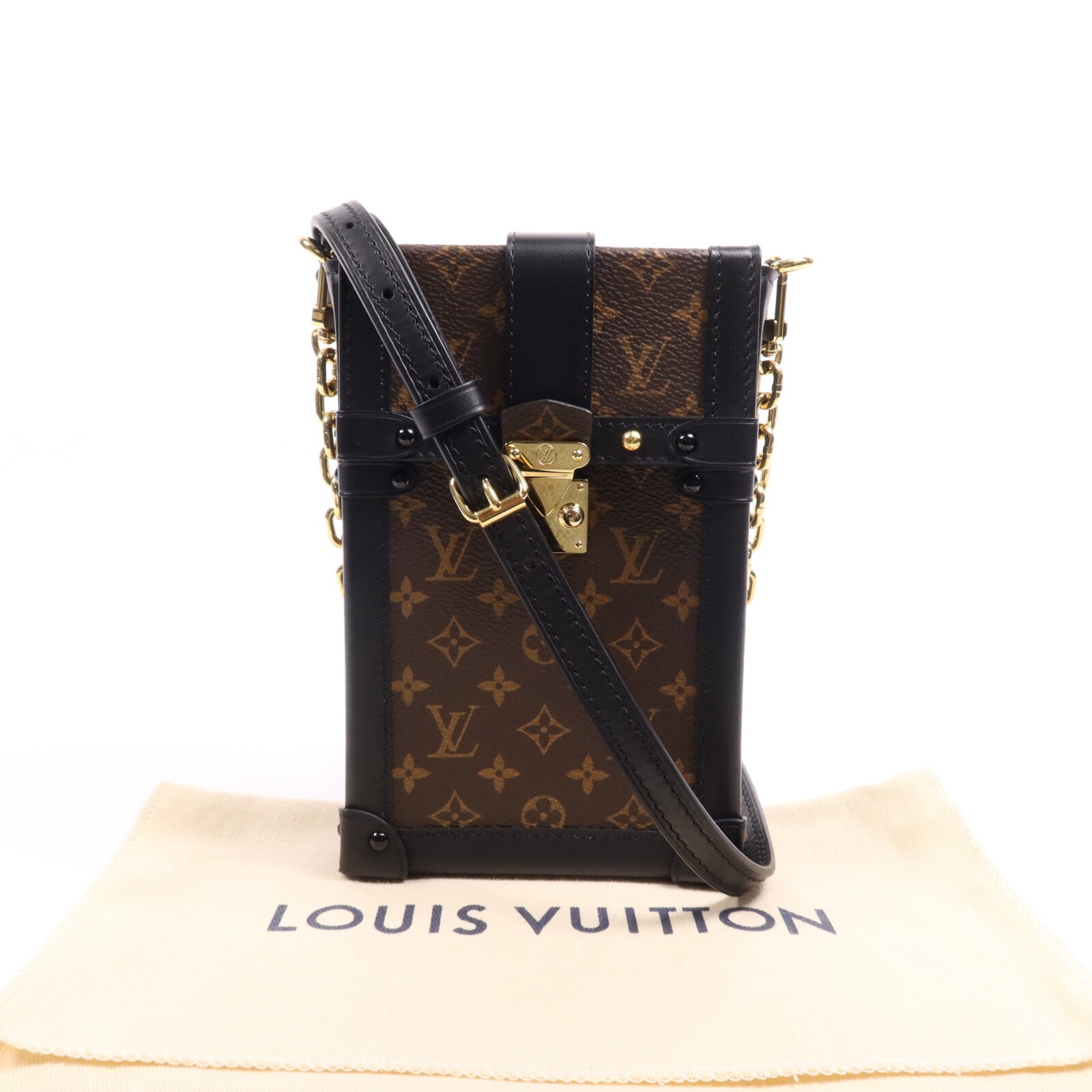 LOUIS VUITTON 【激減優惠】Monogram Pochette Trunk Vertical金扣鏈帶肩背袋