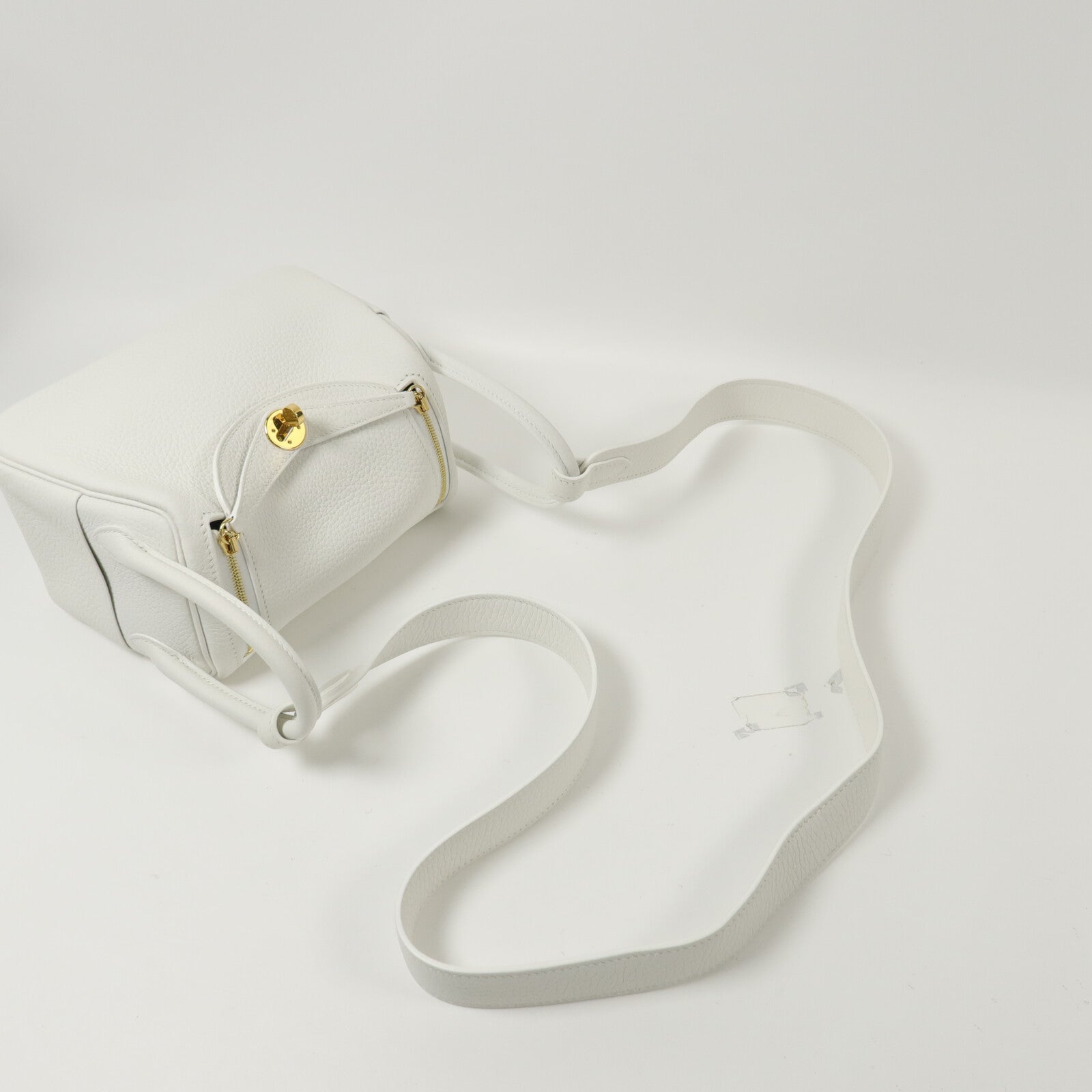 HERMES Clemence皮革Mini Lindy手挽肩背兩用袋New White