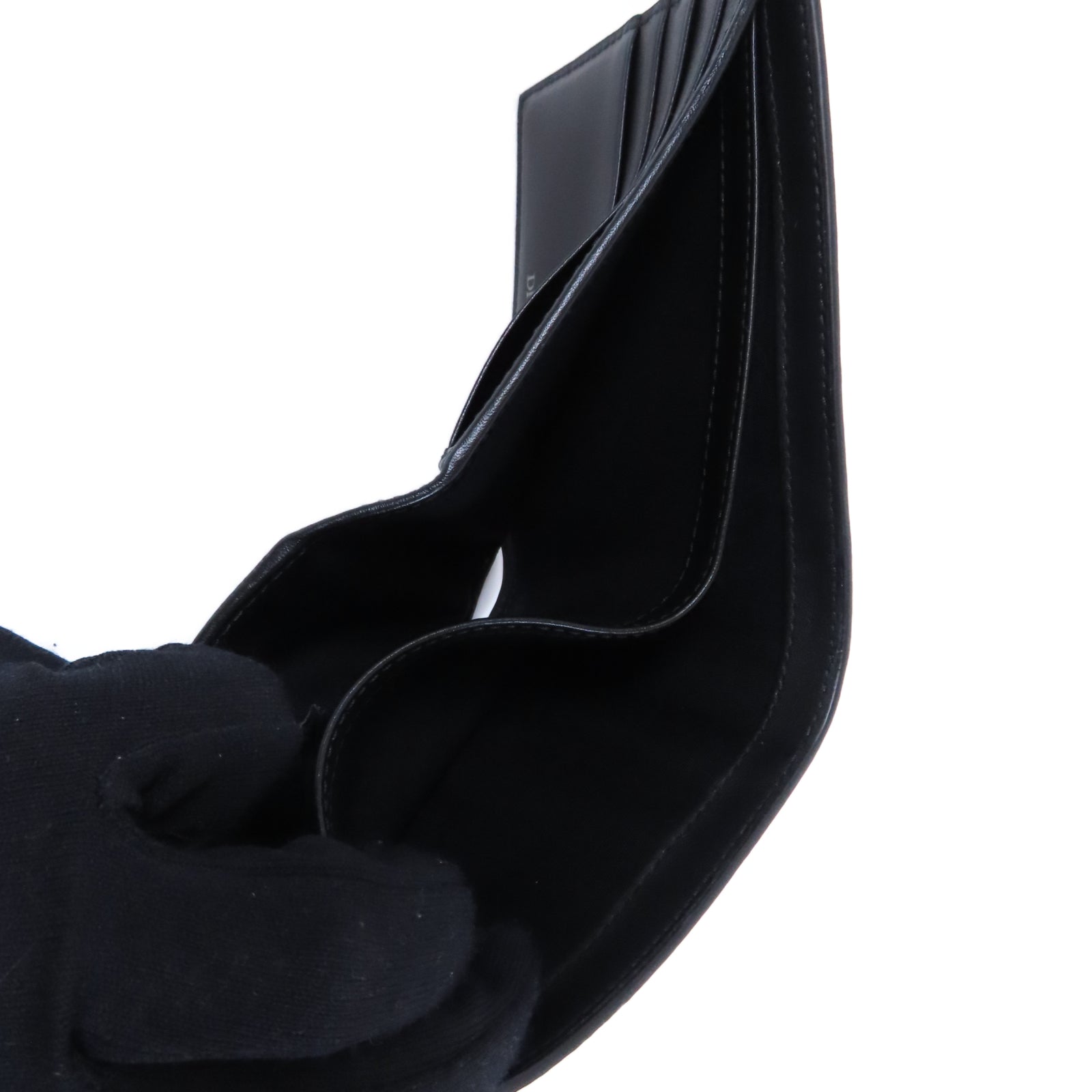 Dior 牛皮皮革CD Icon Bifold Wallet銀扣錢包黑色