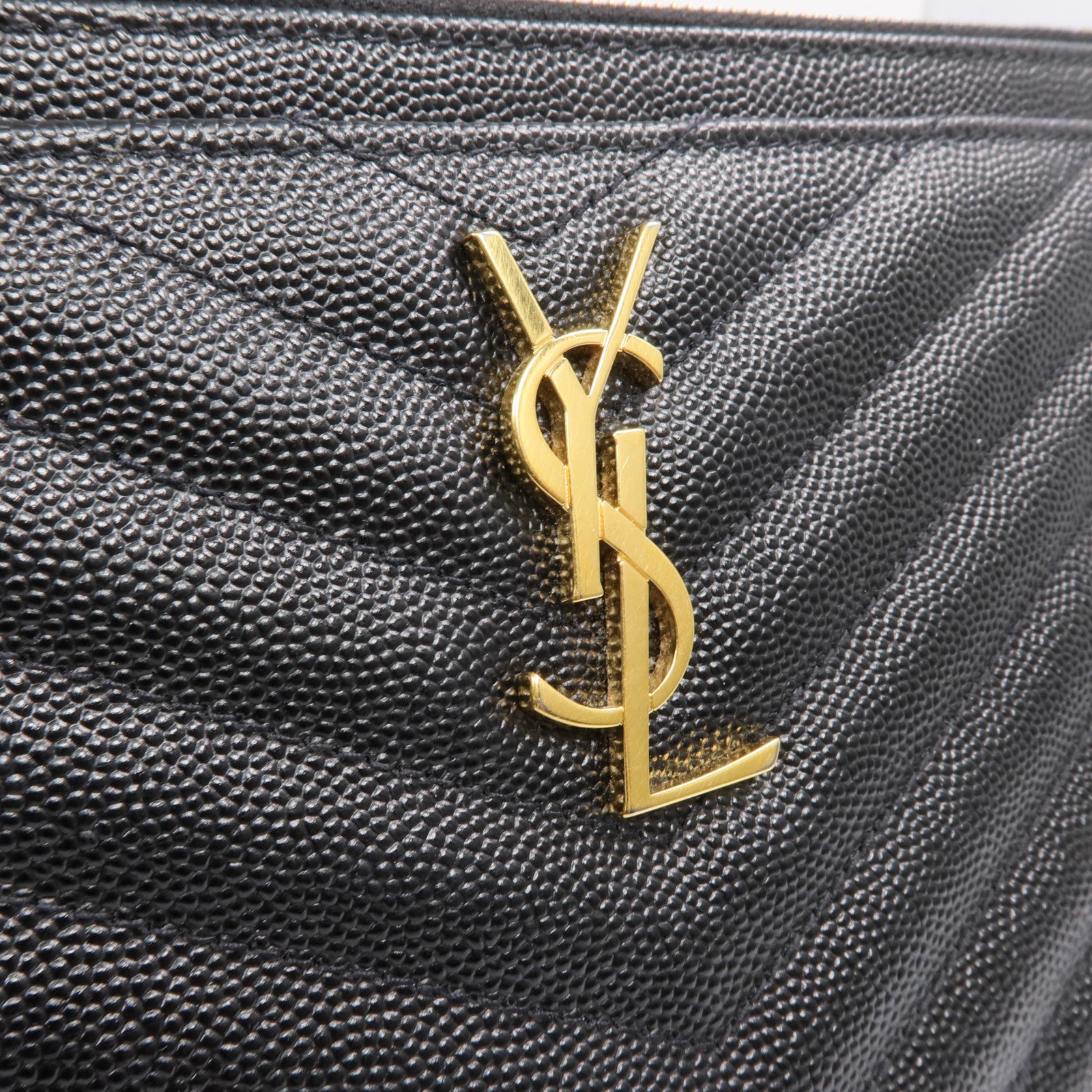 SAINT LAURENT 牛皮皮革Bill Large Pouch金扣手拿包