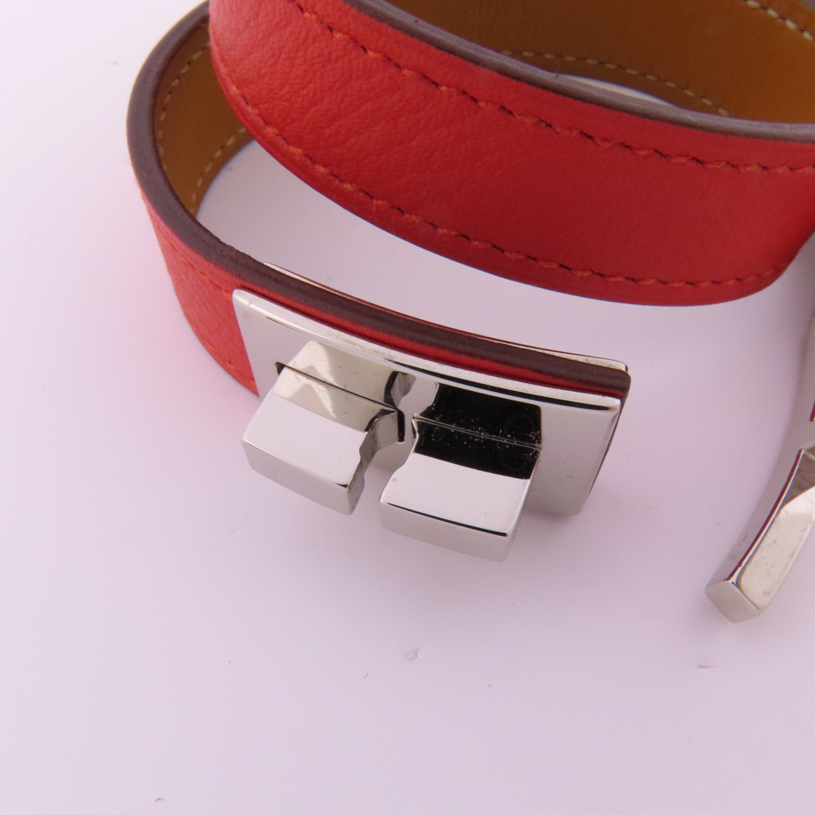 HERMES Epsom皮革Bracelet銀扣手帶