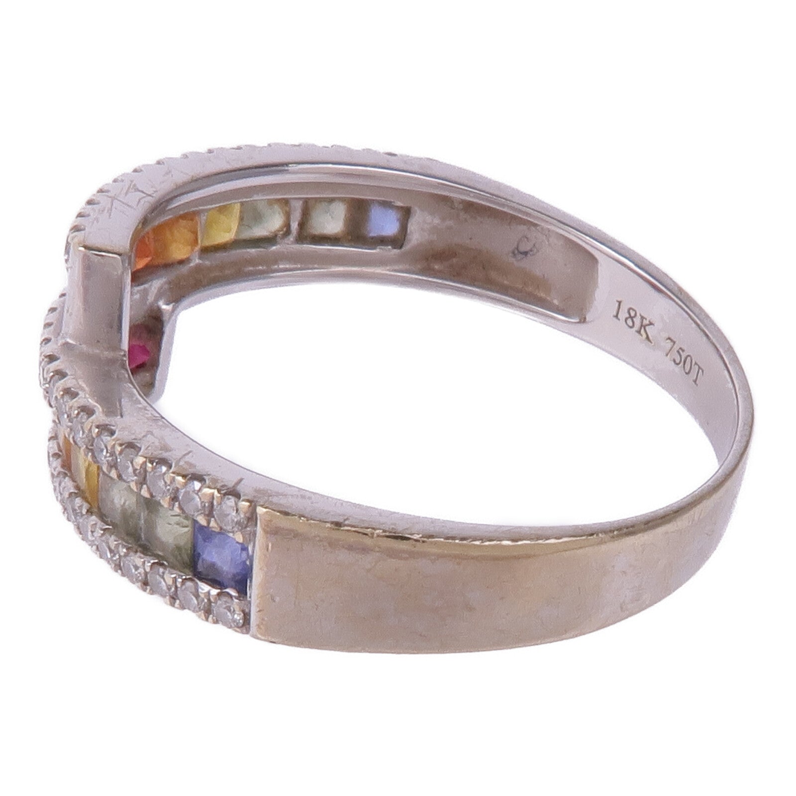 JEWELRY 18K白金Color Stone/Diamond Ring彩色寶石/鑽石戒指US#7.5