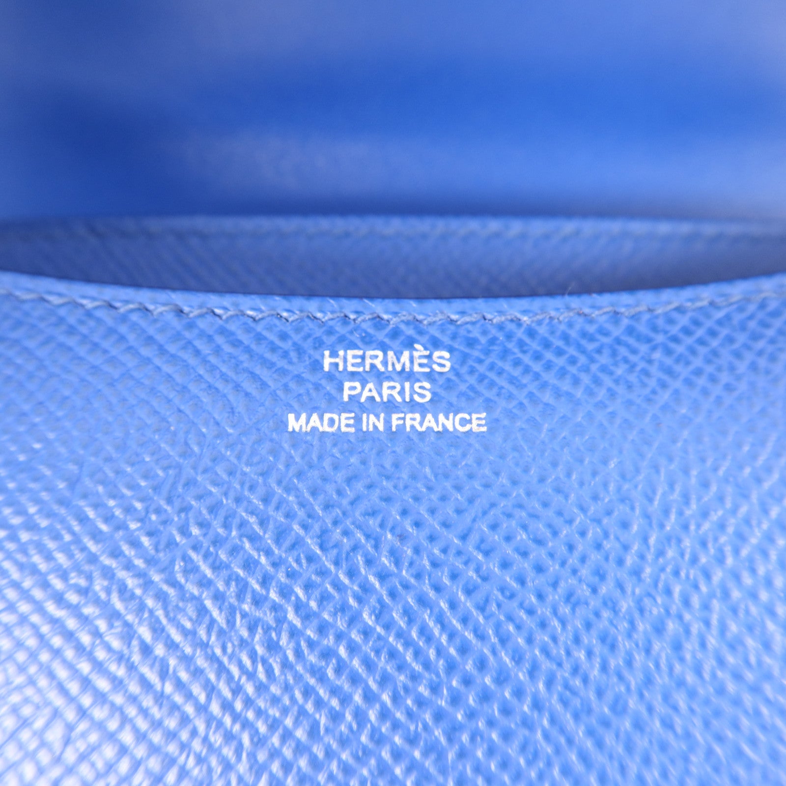 HERMES 【激減優惠】Epsom皮革Constance Mini銀扣手挽肩背兩用袋Bleu France