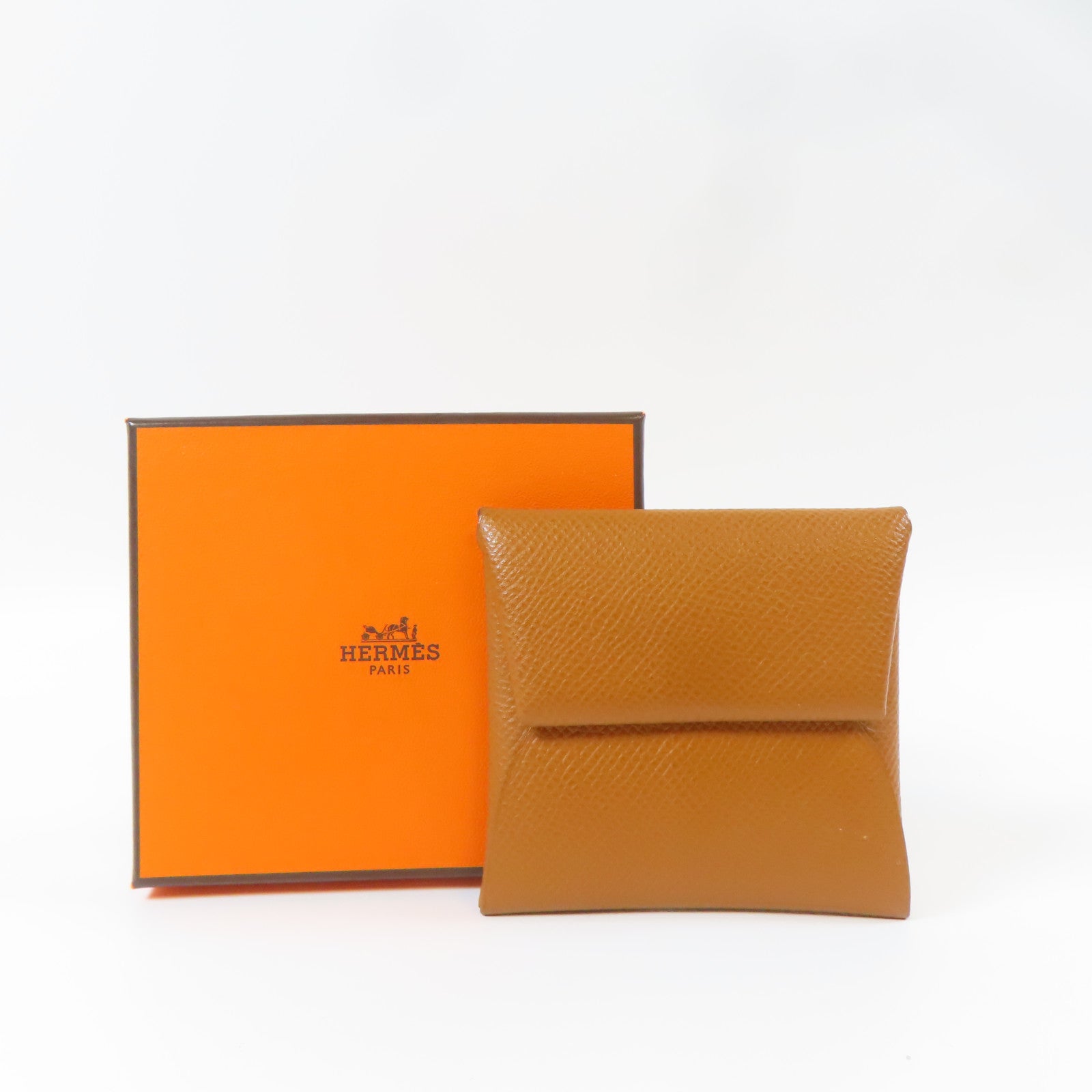 HERMES 【激減優惠】Epsom皮革Bastia銀扣零錢包啡色