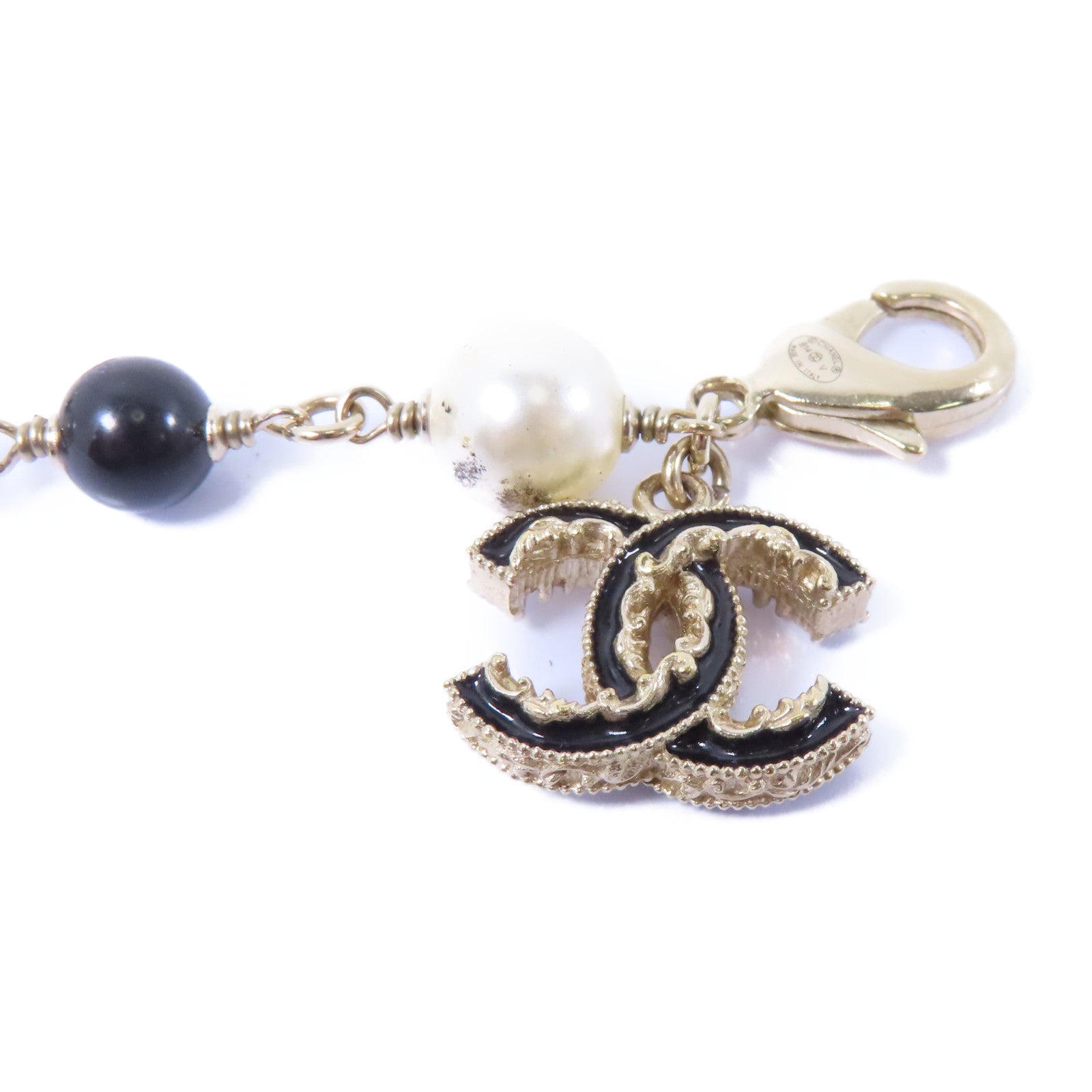 CHANEL PVC/金屬Bracelet手鏈白色/黑色金色
