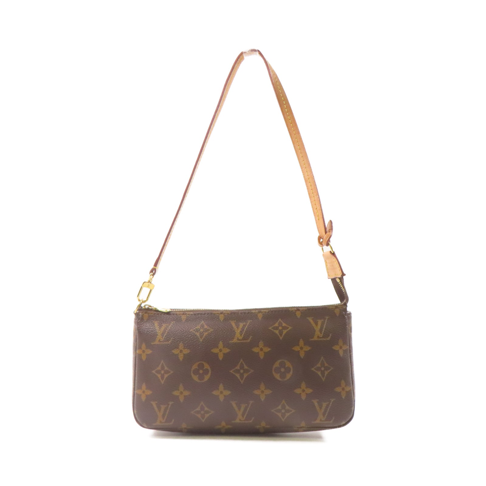 LOUIS VUITTON Monogram Pochette Accessoires金扣手拿包棕色