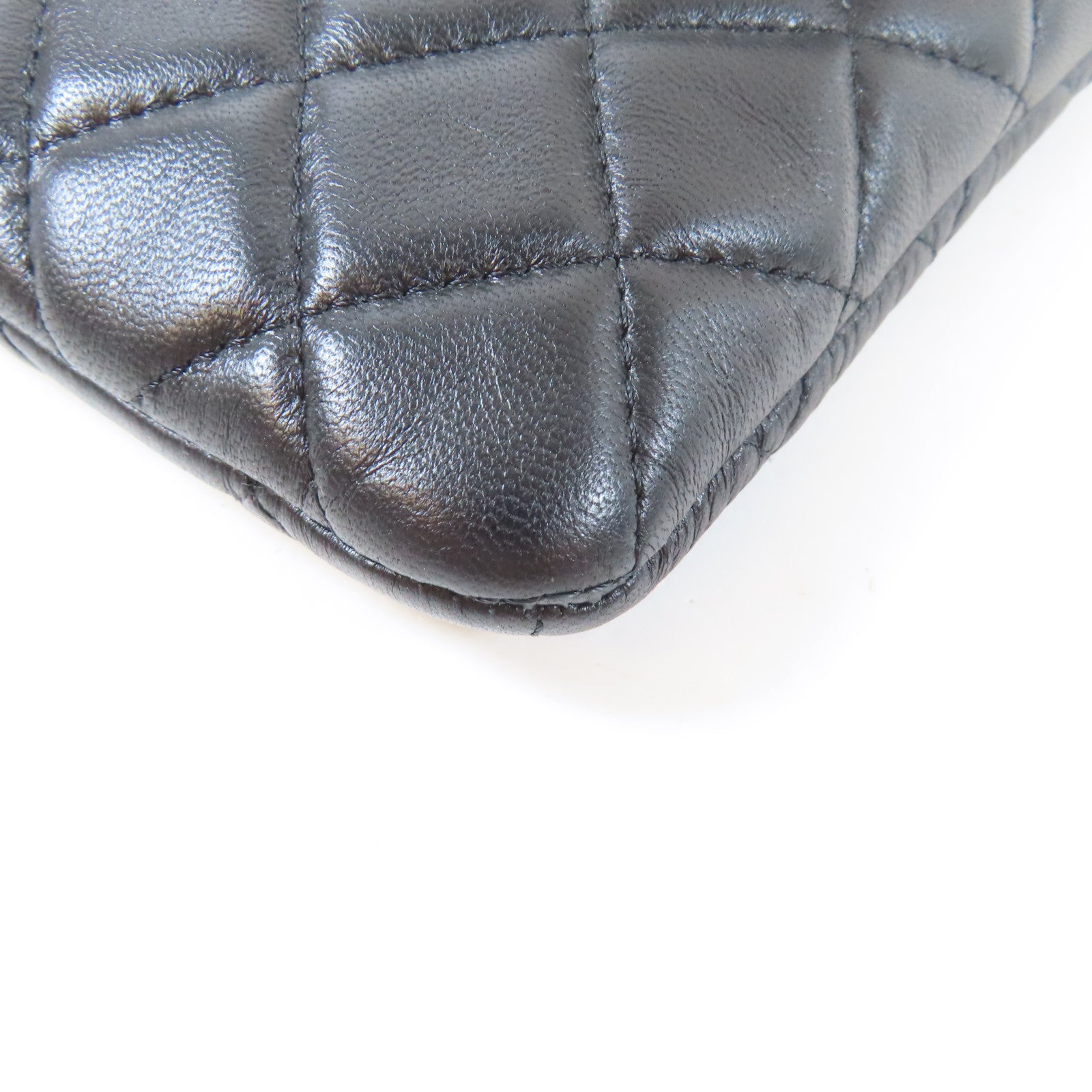 CHANEL 菱格羊皮皮革金扣Chain Shoulder鏈帶肩背袋黑色