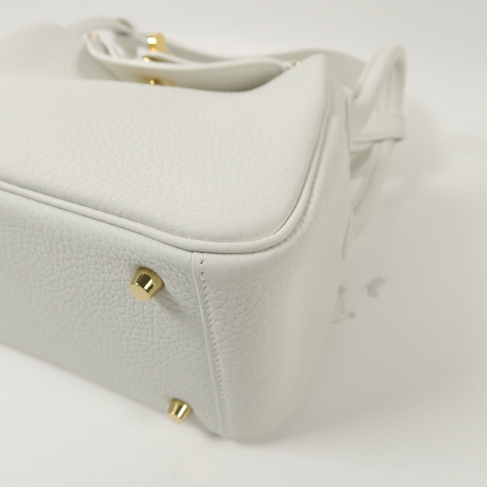 HERMES Clemence皮革Mini Lindy手挽肩背兩用袋New White