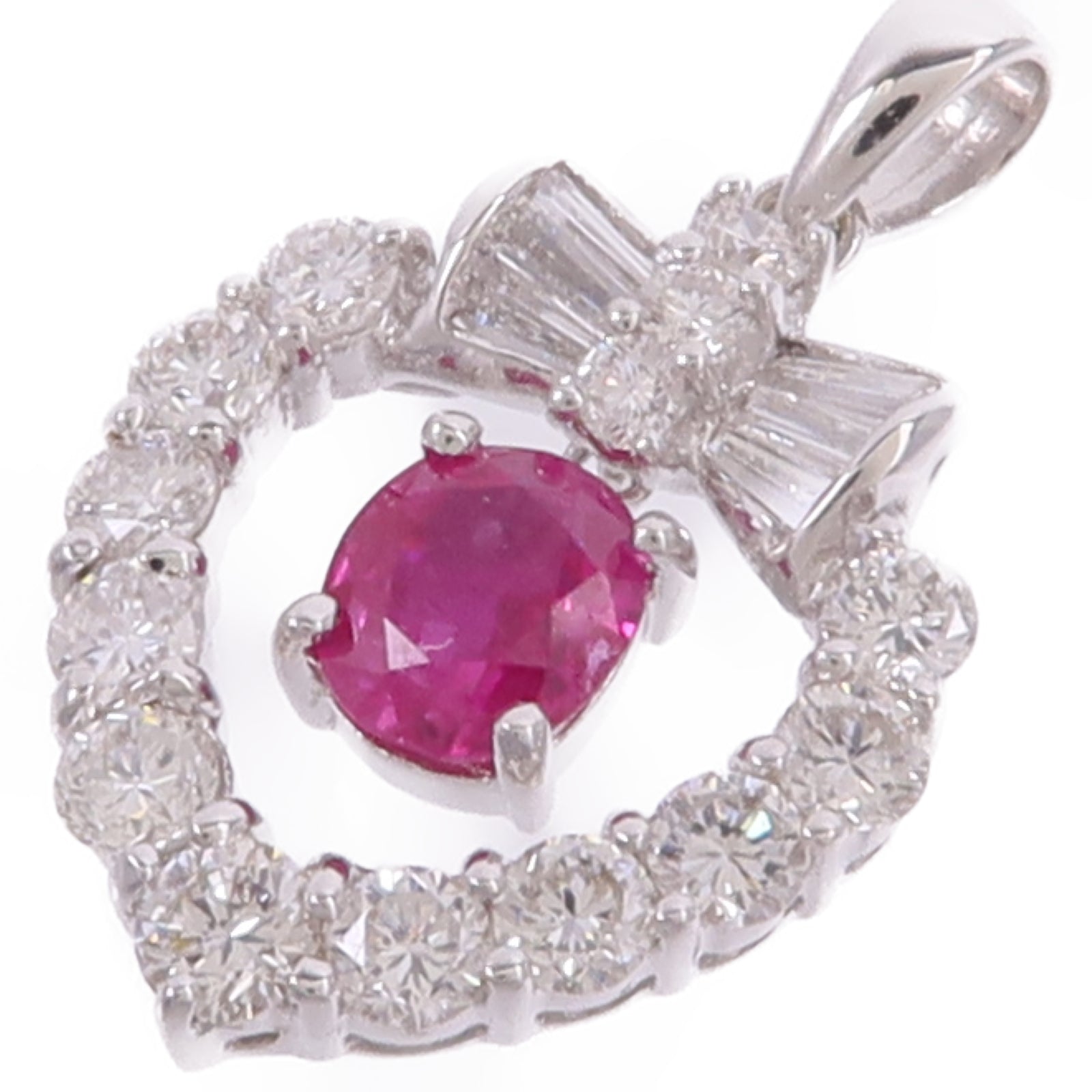 JEWELRY 18K白金Ruby Diamond Pendant Top紅寶石/鑽石吊墜