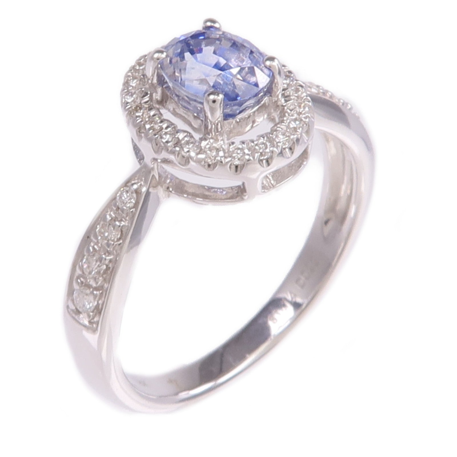 JEWELRY 18K白金Sapphire Diamond Ring藍寶石/鑽石戒指US#6.25