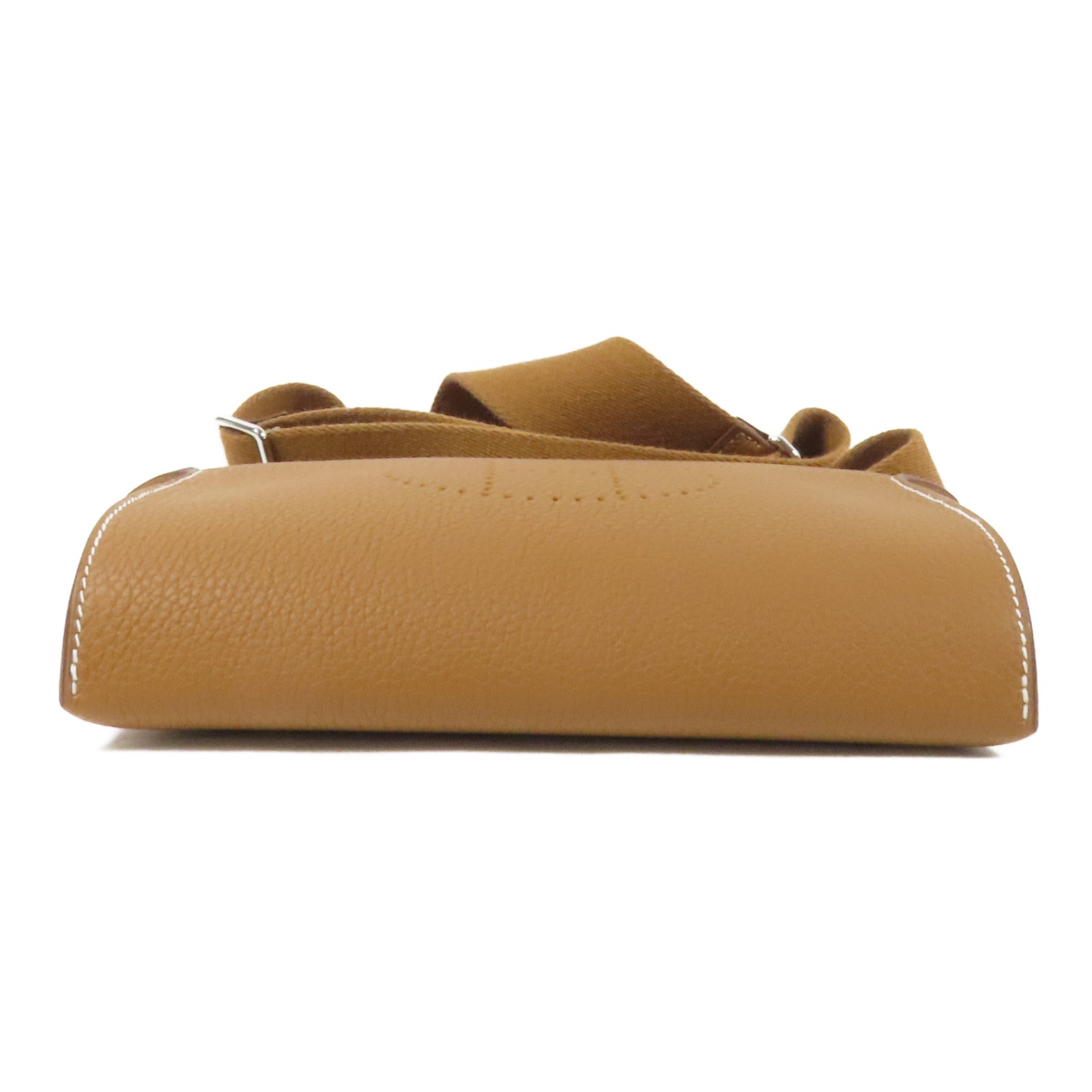 HERMES Togo皮革Videpoches銀扣肩背袋Gold