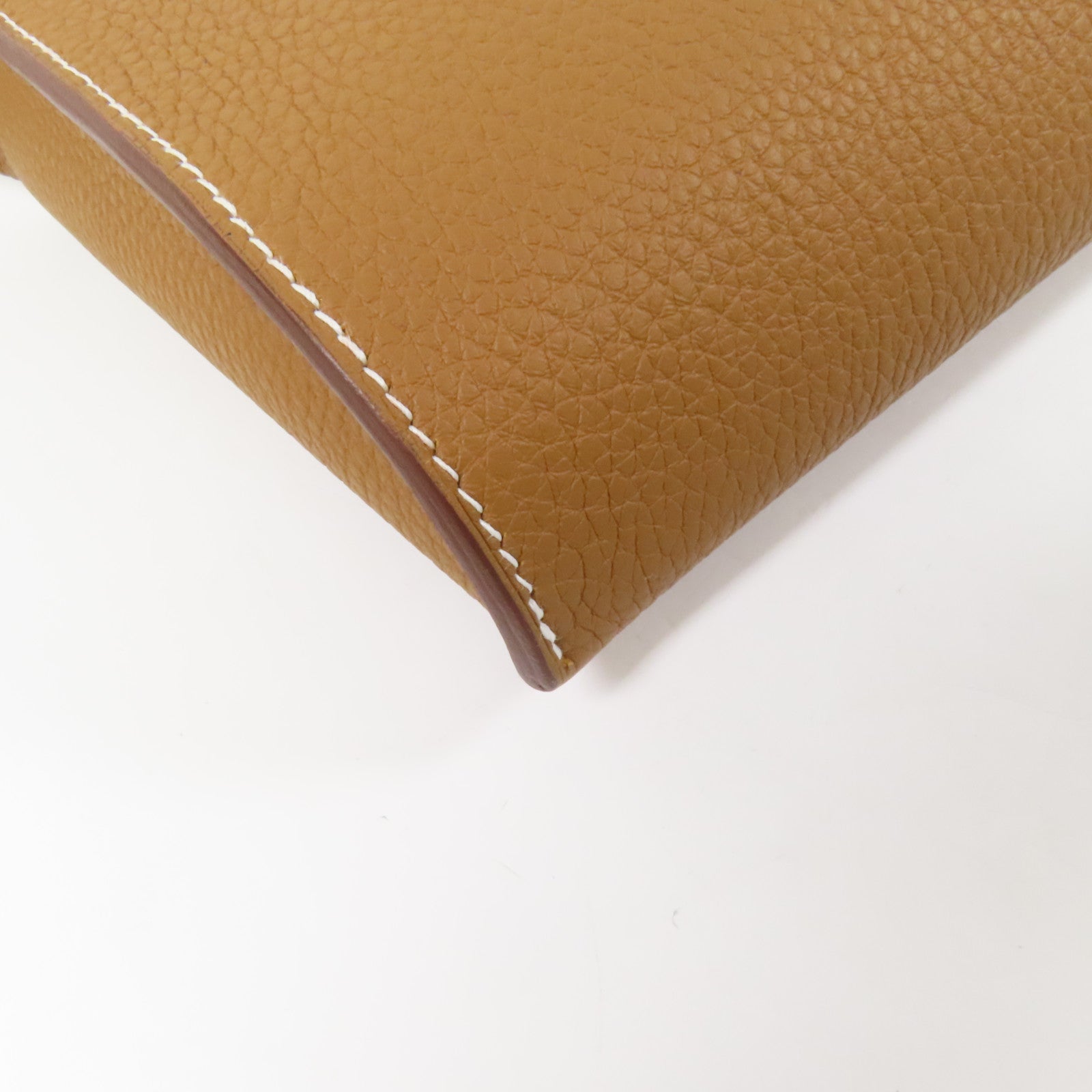 HERMES Togo皮革Videpoches銀扣肩背袋Gold