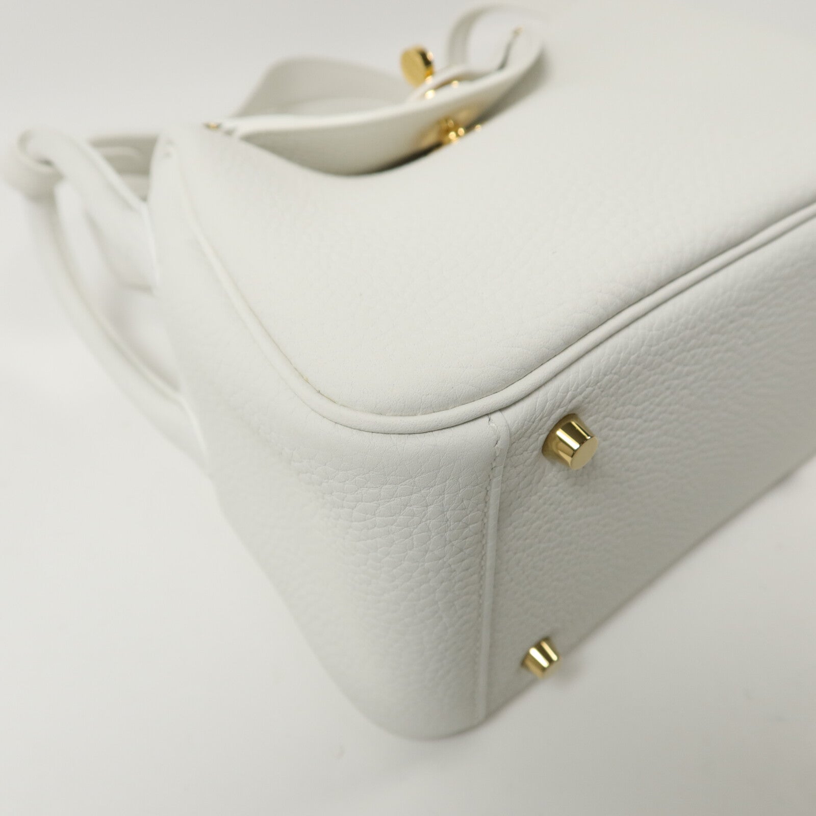 HERMES Clemence皮革Mini Lindy手挽肩背兩用袋New White