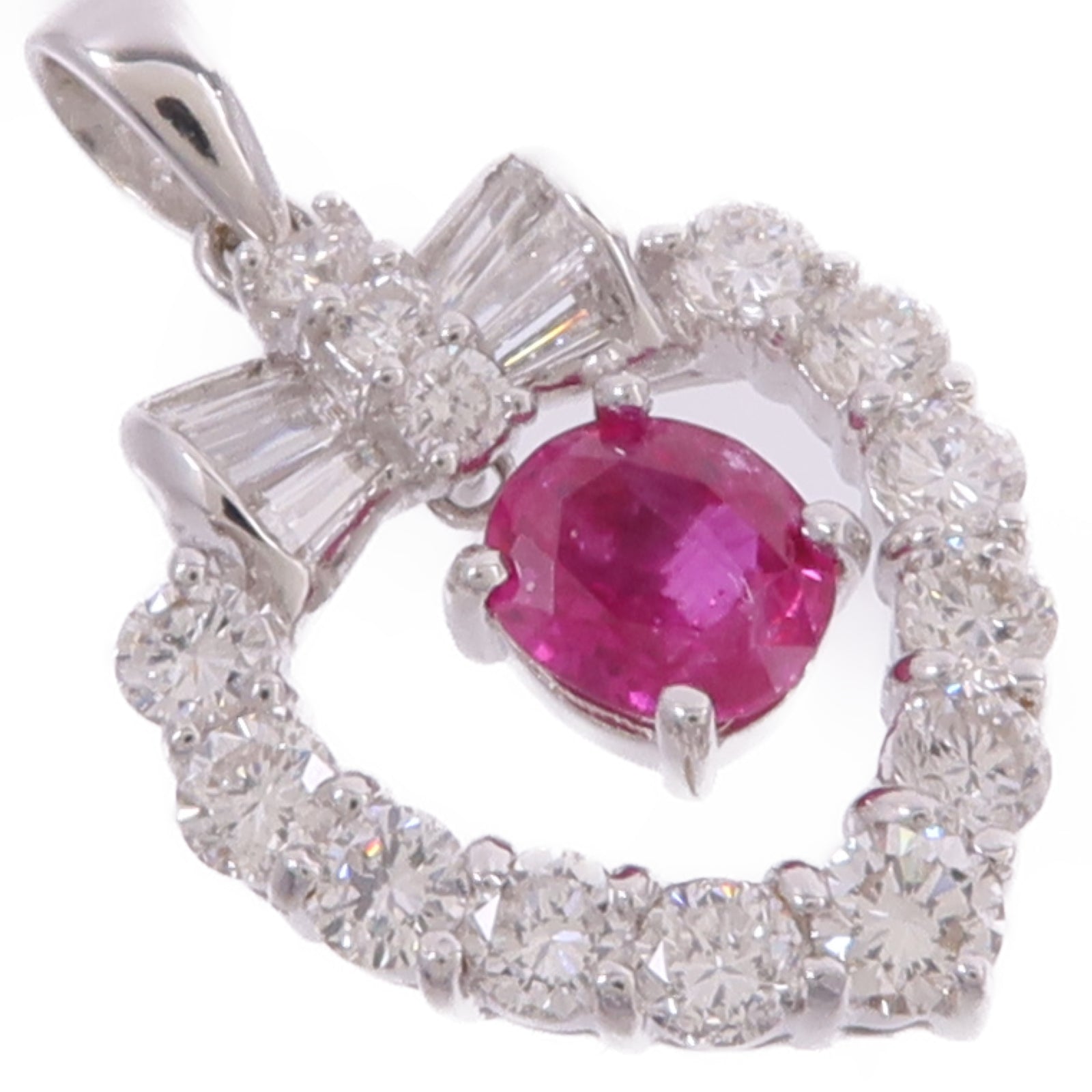 JEWELRY 18K白金Ruby Diamond Pendant Top紅寶石/鑽石吊墜