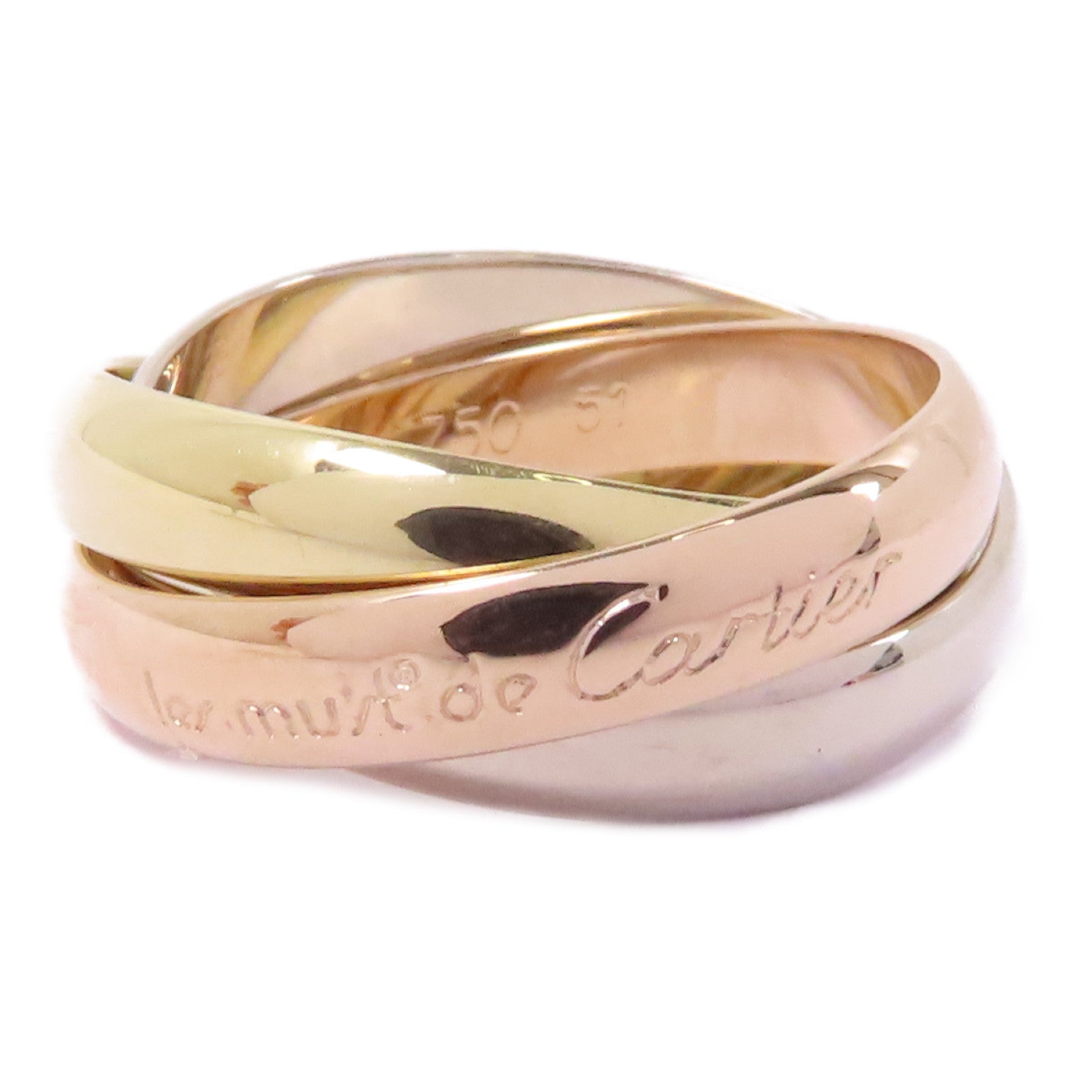 CARTIER 18K黃金/白金/玫瑰金Trinity Ring戒指Cartier#51/US#5.75