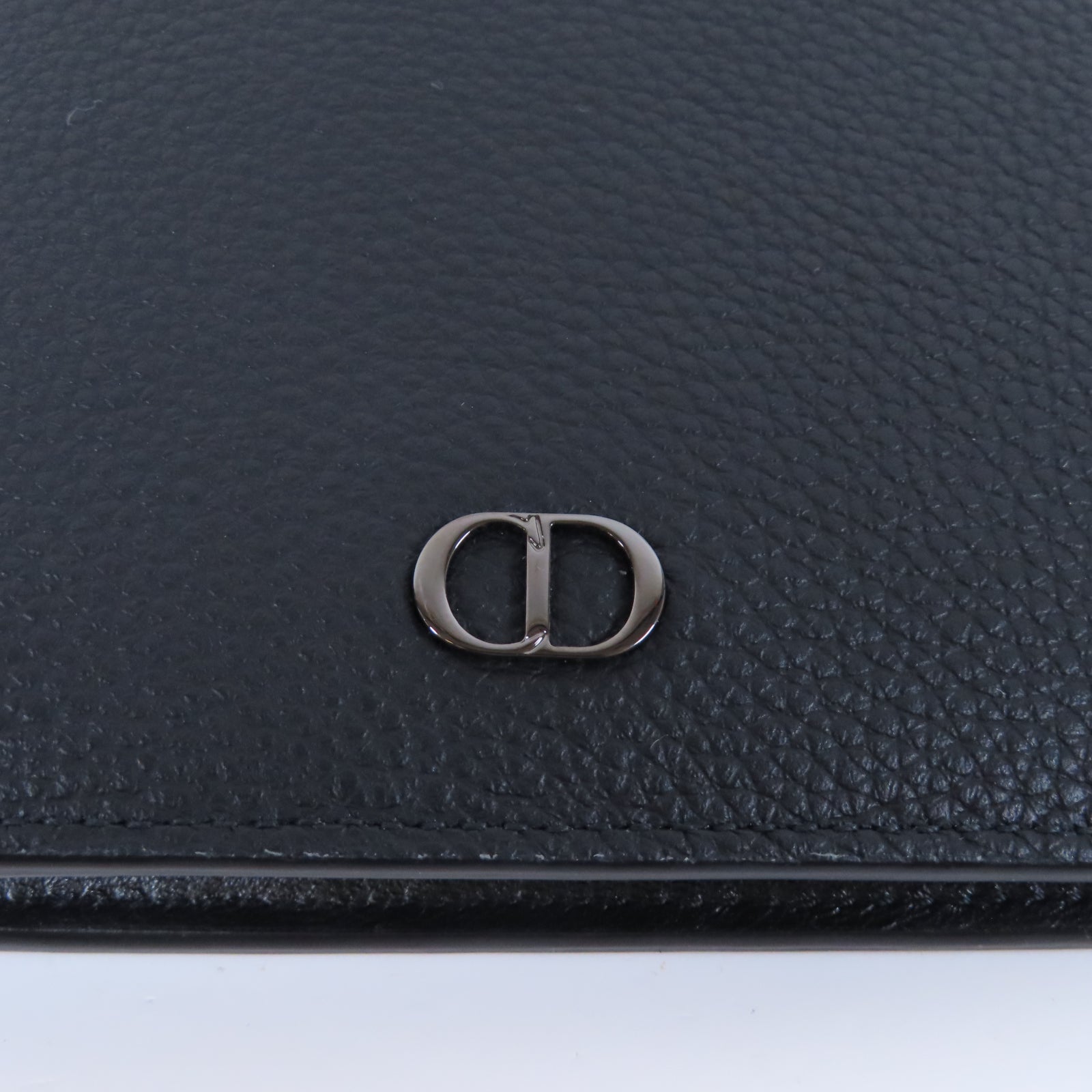 Dior 牛皮皮革CD Icon Bifold Wallet銀扣錢包黑色