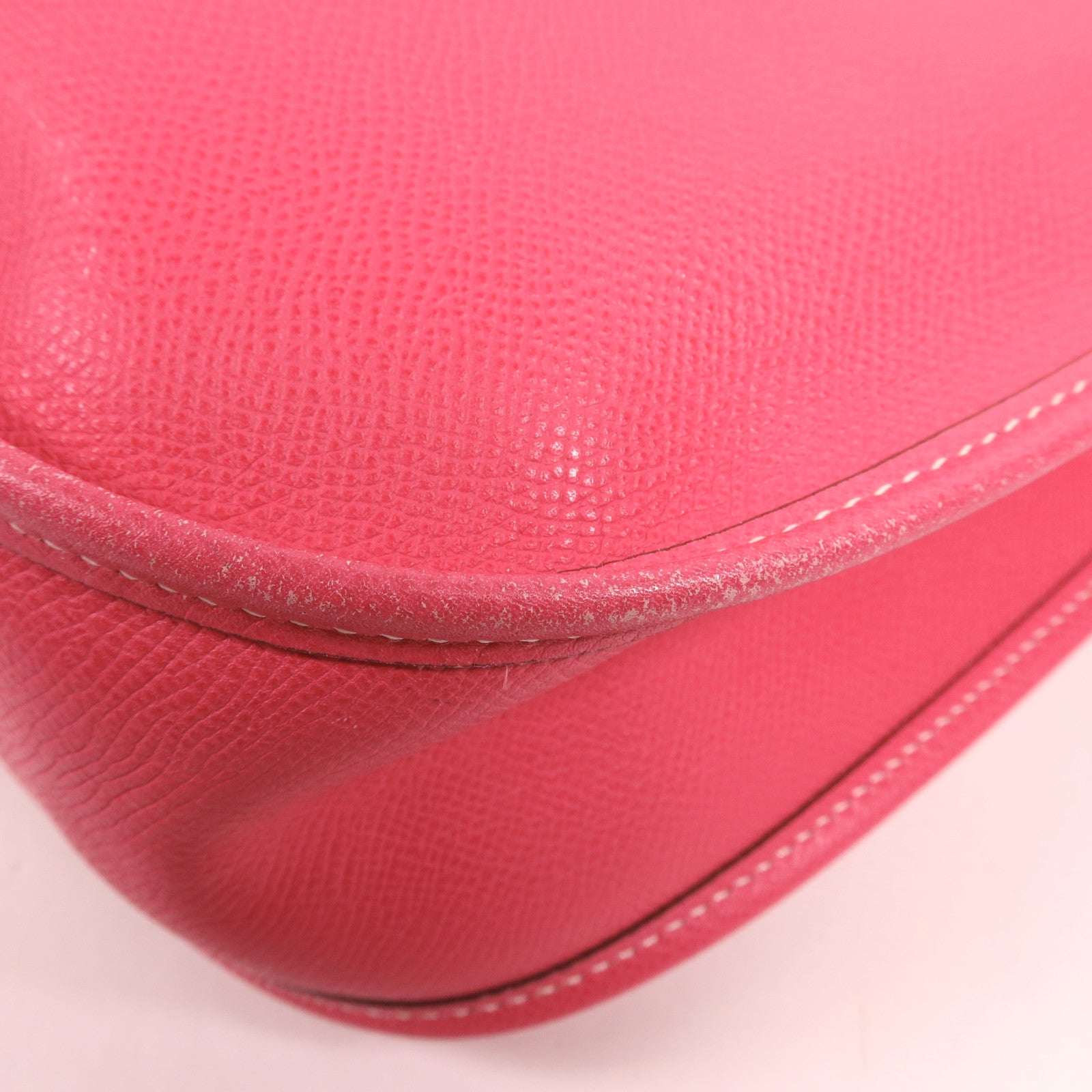 HERMES Epsom皮革Evelyne GM銀扣肩背袋Rose Tyrien