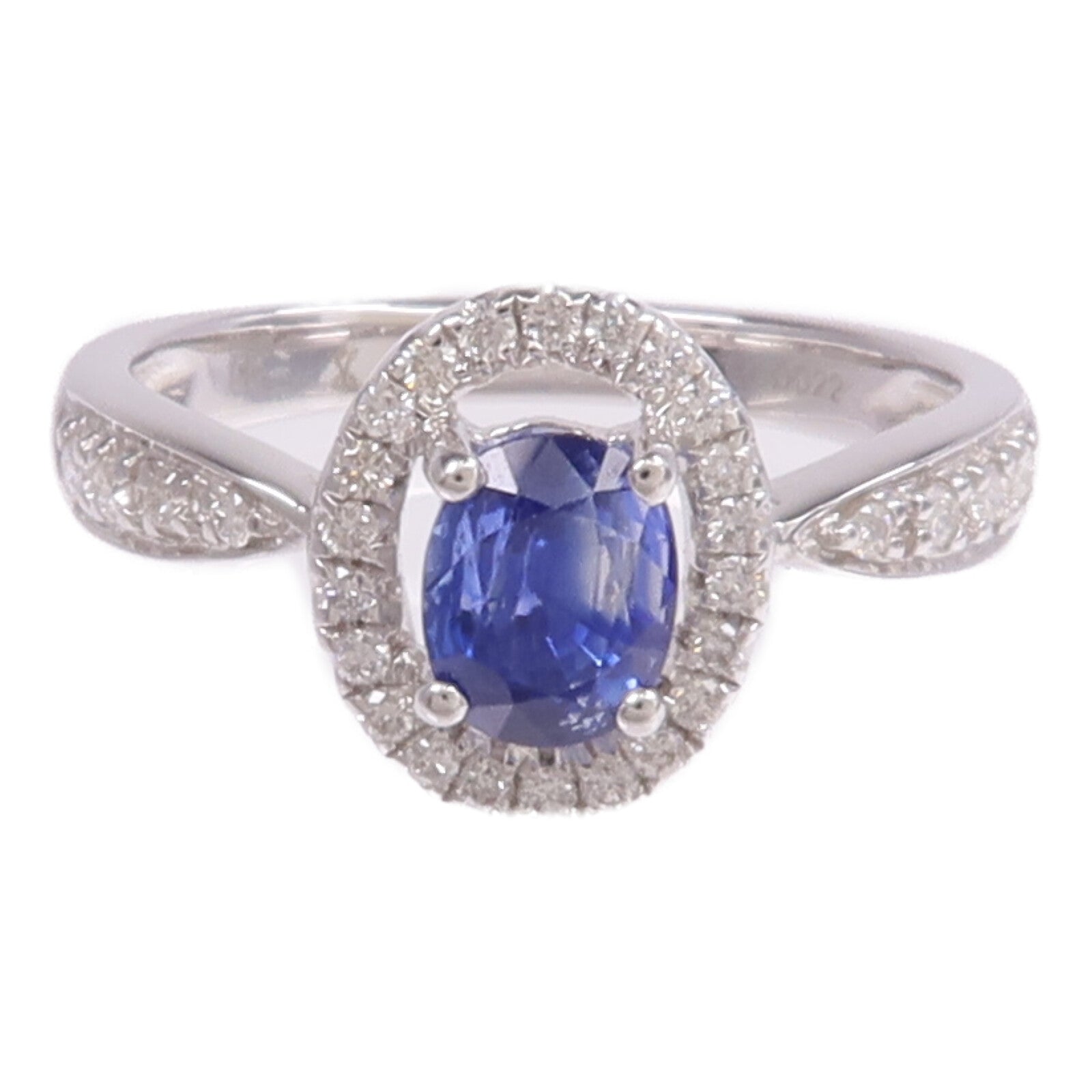 JEWELRY 18K白金Sapphire Diamond Ring藍寶石/鑽石戒指US#6.25