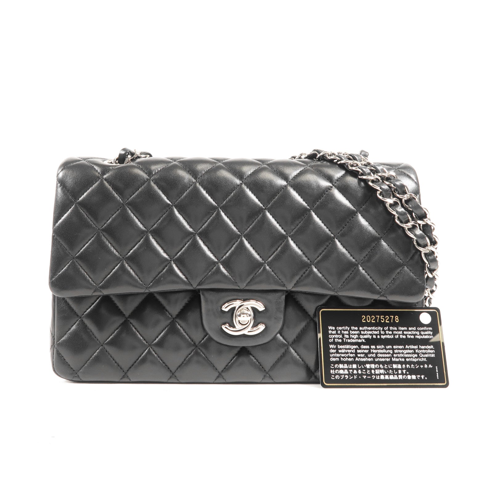 CHANEL 羊皮皮革Classic 25銀扣鏈帶肩背袋