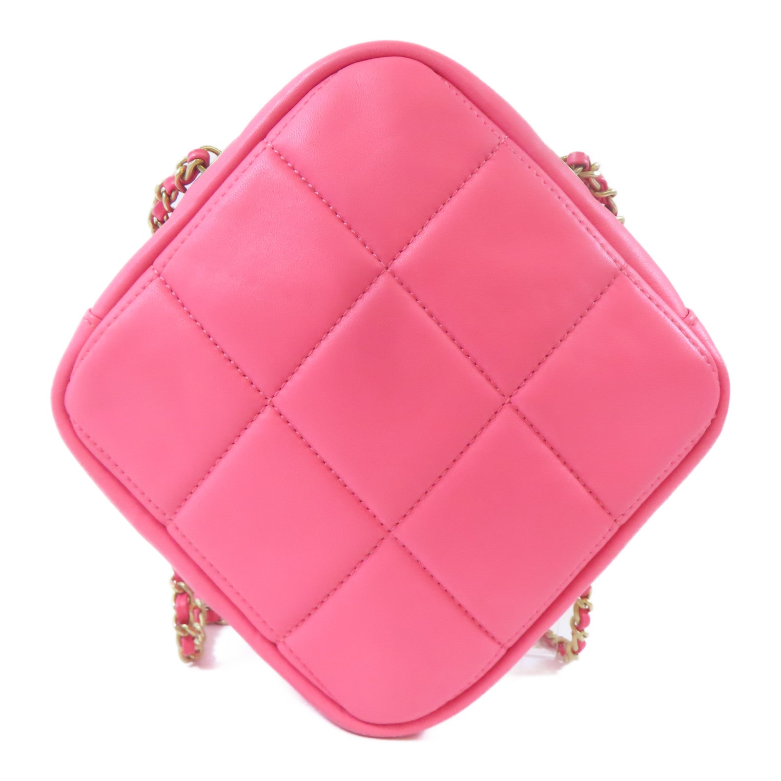 CHANEL 【激減優惠】菱格羊皮皮革Rhombus Chain Shoulder Bag金扣鏈帶肩背袋粉紅色