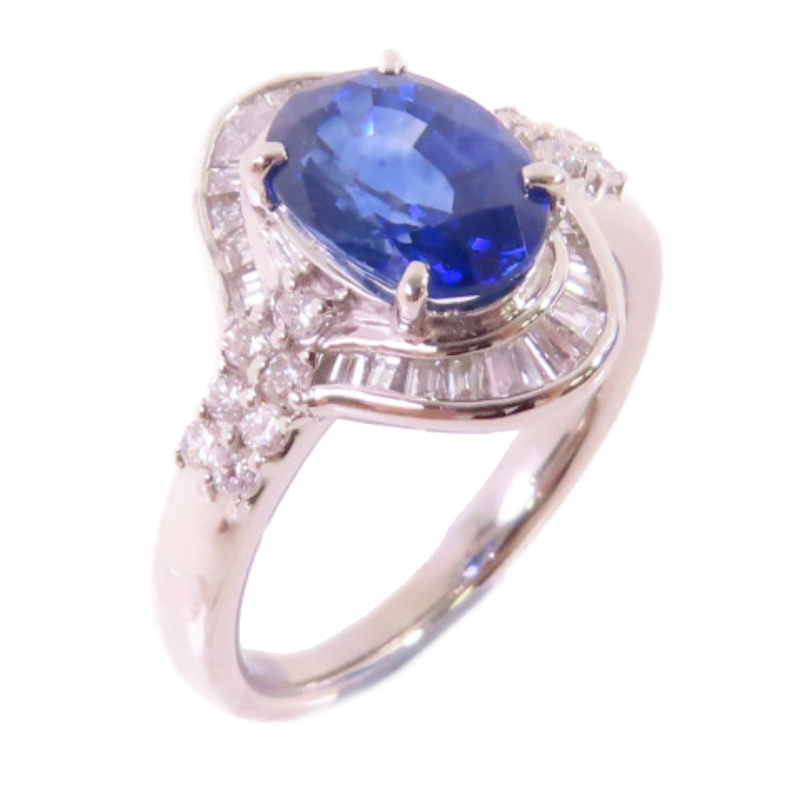 JEWELRY 【激減優惠】PT900鉑金/2.14ct藍寶石/0.47ct鑽石Sapphire/Diamond Ring戒指US#6