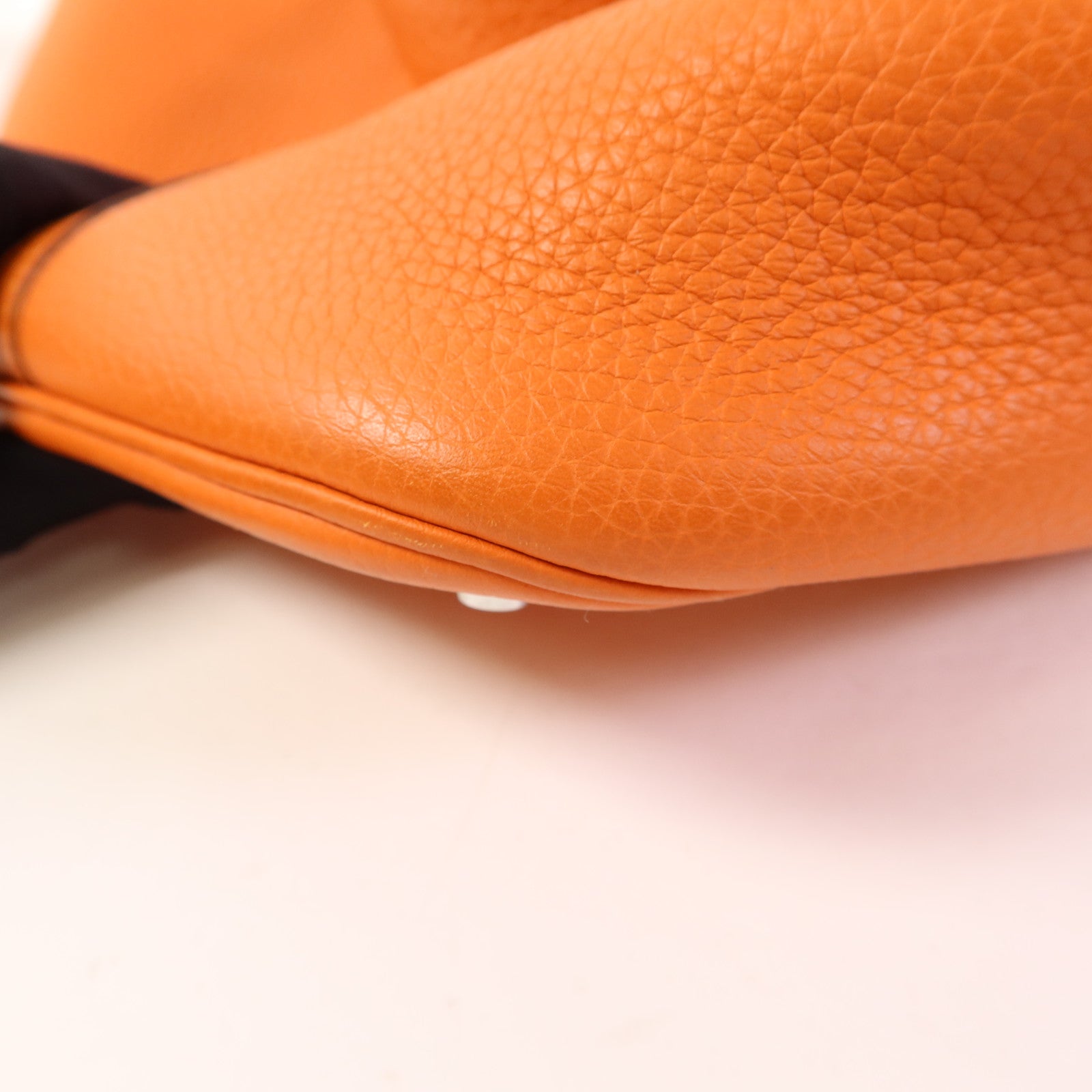 HERMES Clemence皮革Picotin GM銀扣手挽袋Orange