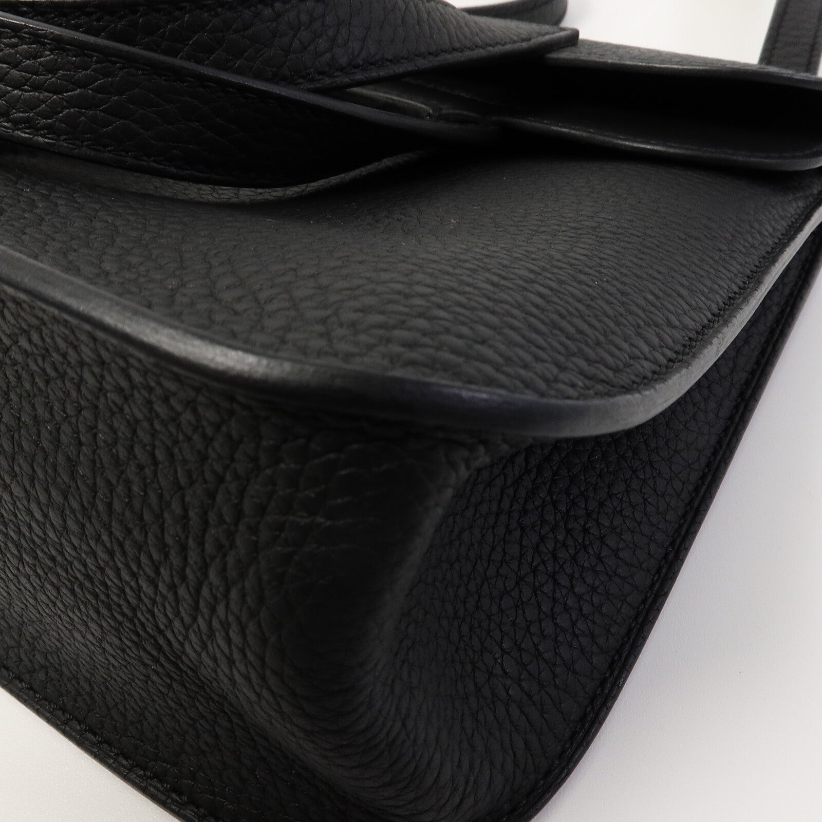 HERMES Clemence皮革Halzan 25肩背袋Noir