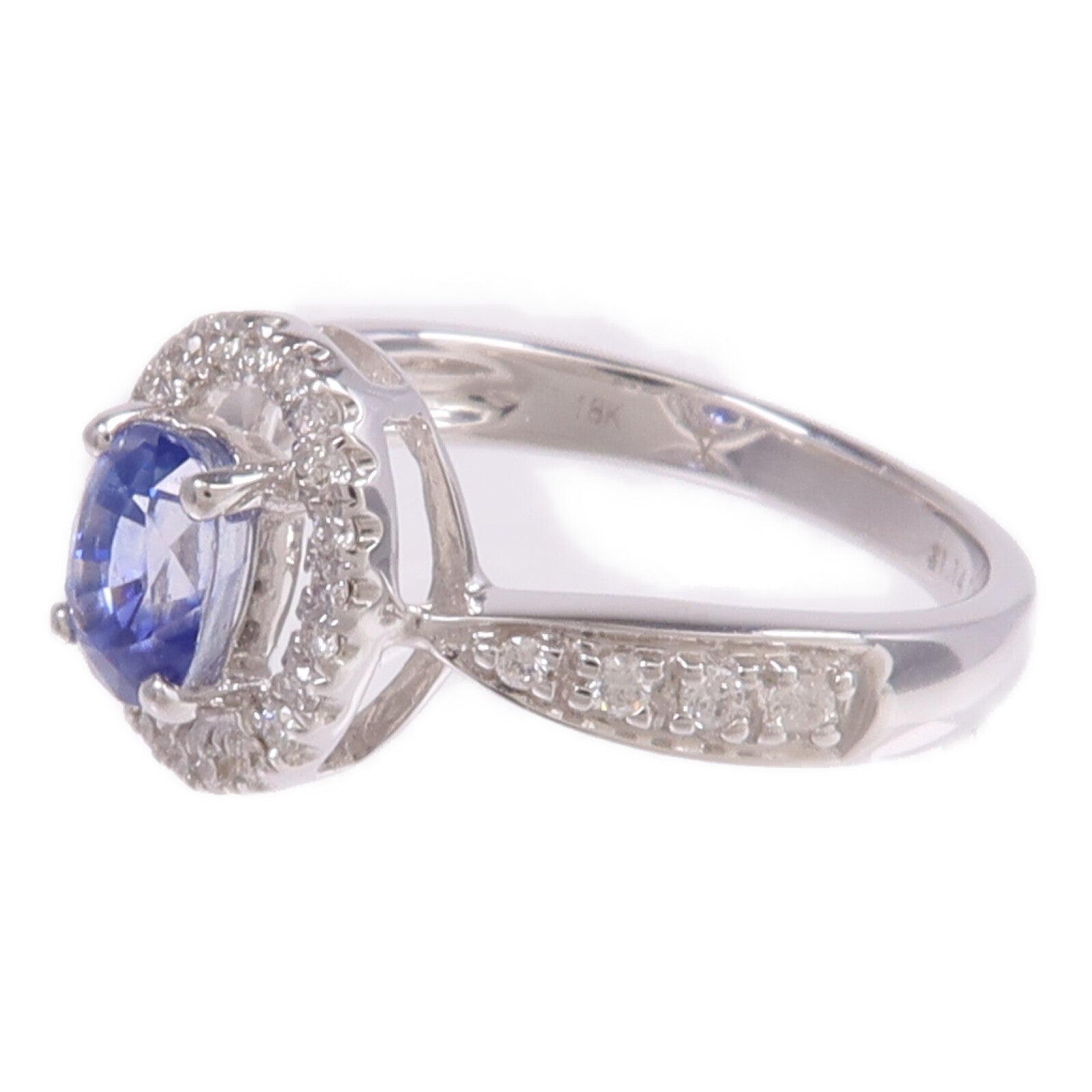 JEWELRY 18K白金Sapphire Diamond Ring藍寶石/鑽石戒指US#6.25