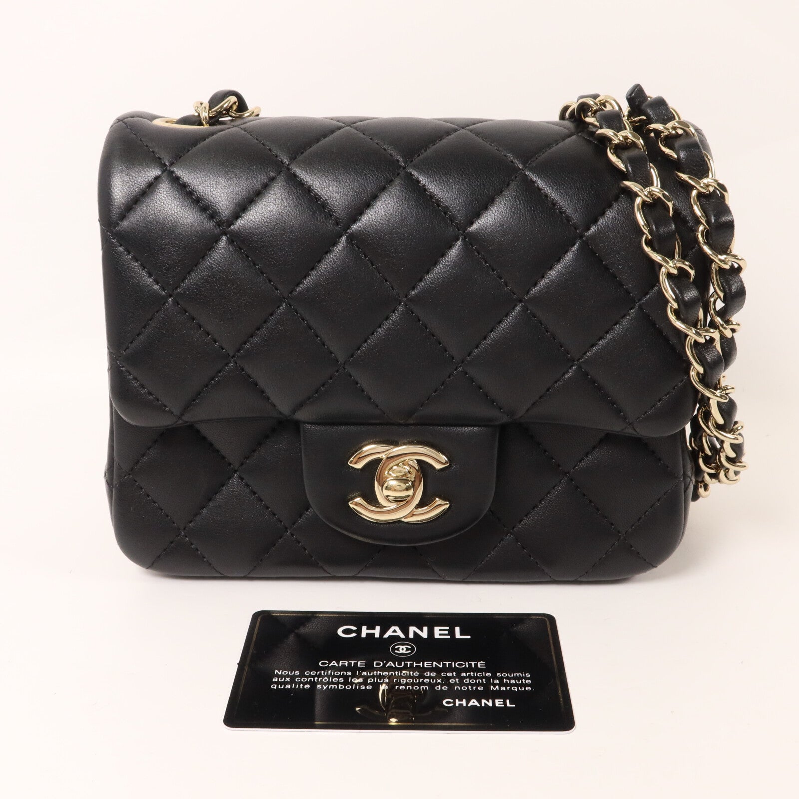 CHANEL 羊皮皮革Mini Classic 17鏈帶肩背袋