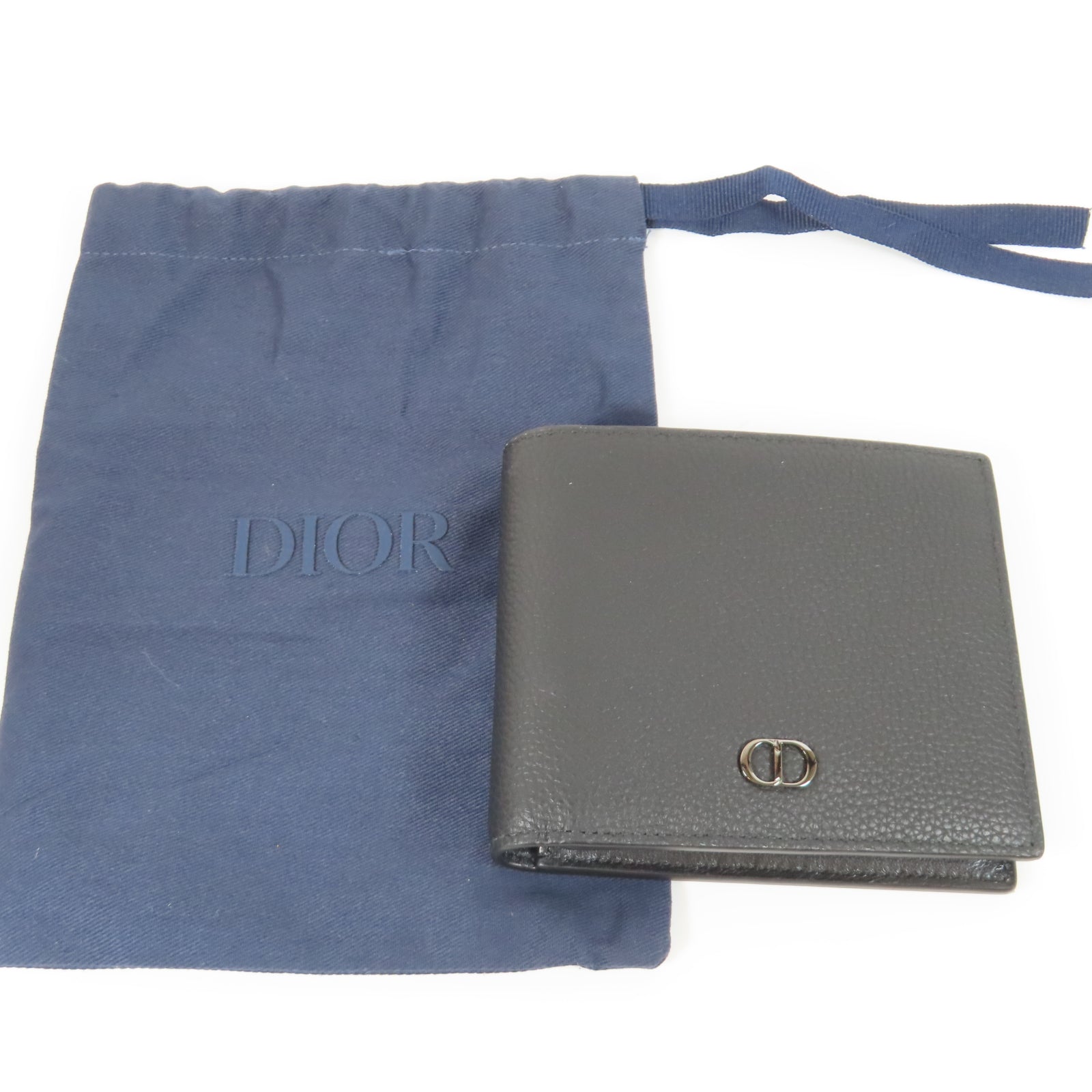 Dior 牛皮皮革CD Icon Bifold Wallet銀扣錢包黑色