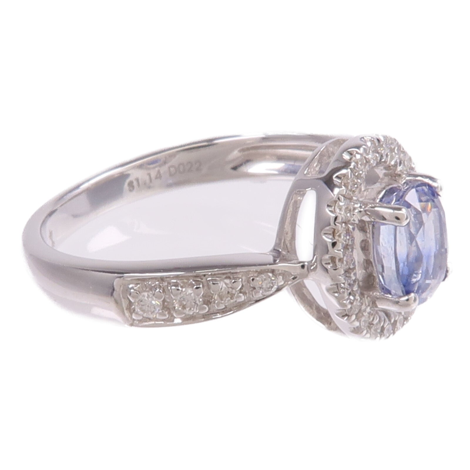 JEWELRY 18K白金Sapphire Diamond Ring藍寶石/鑽石戒指US#6.25