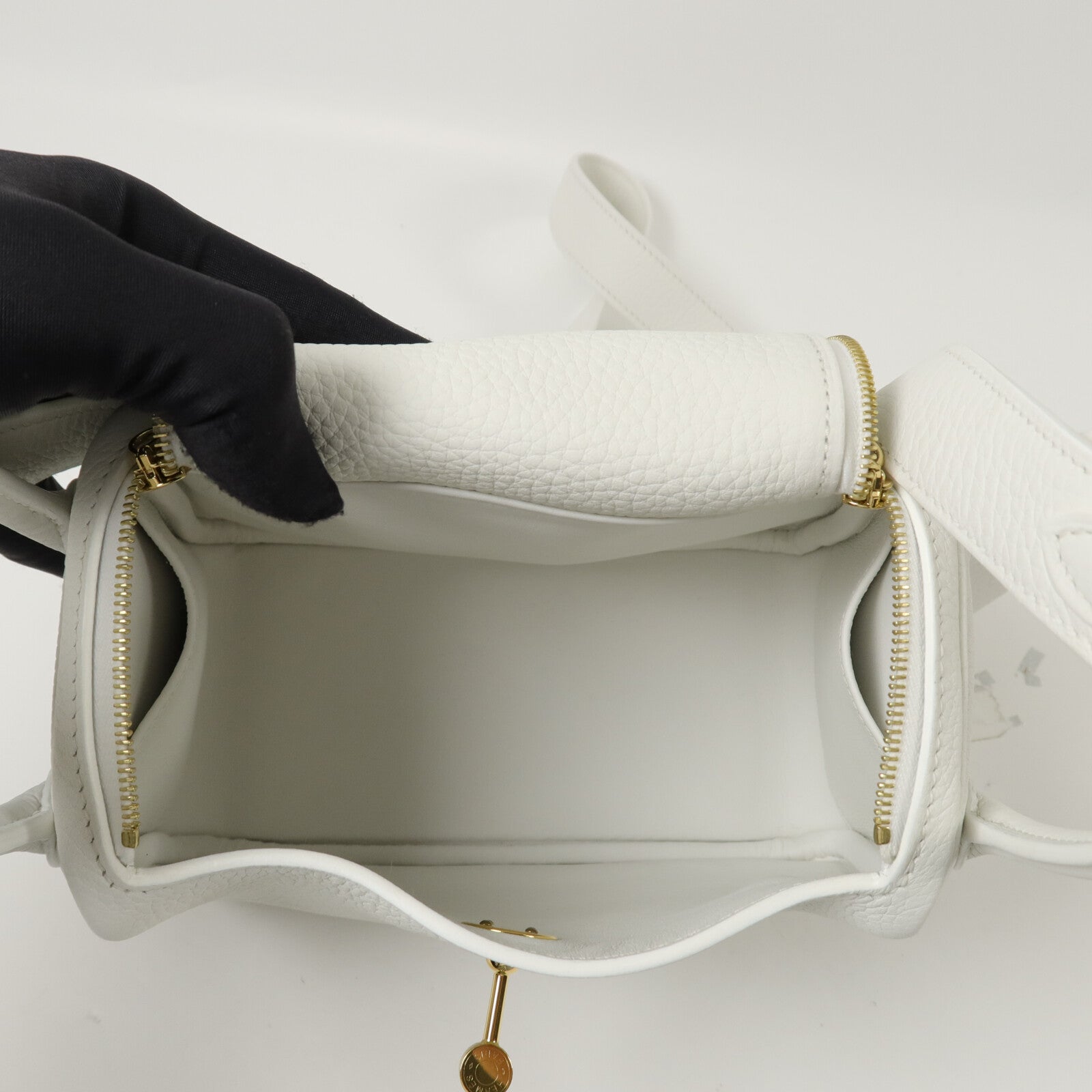 HERMES Clemence皮革Mini Lindy手挽肩背兩用袋New White