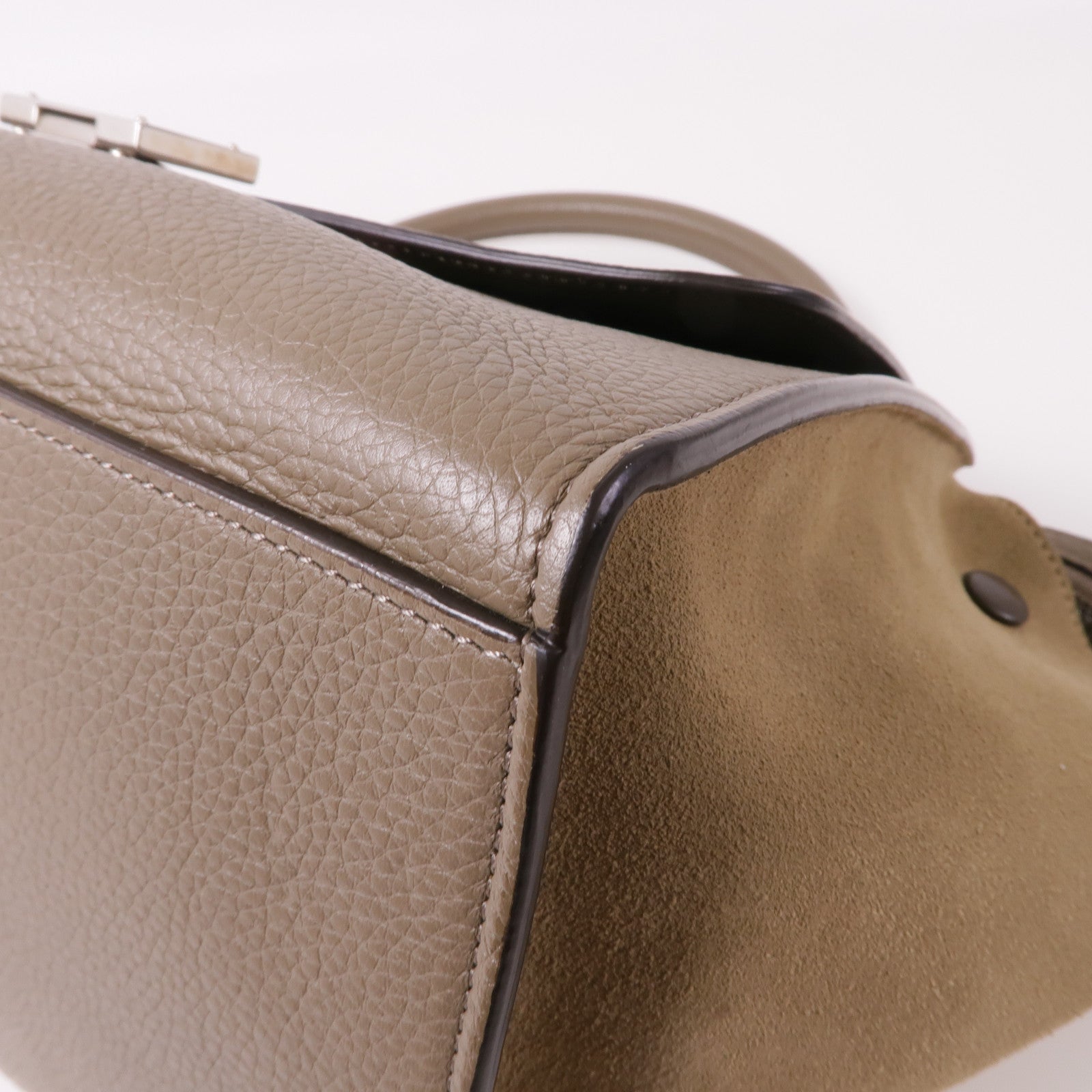 CELINE 牛皮皮革Trapeze銀扣手挽肩背兩用袋