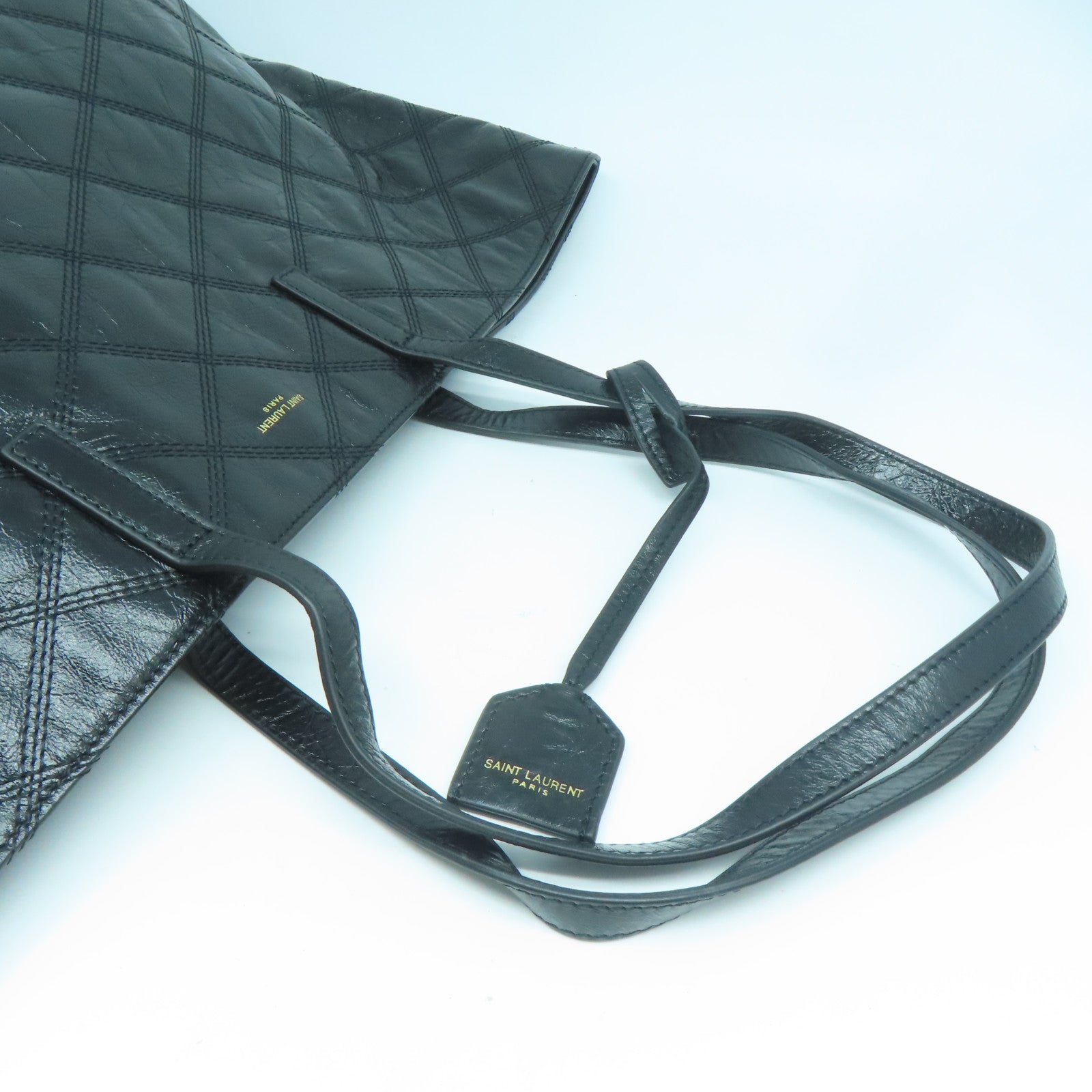 YVES SAINT LAURENT 【激減優惠】菱格牛皮皮革Tote Bag金扣手挽袋黑色