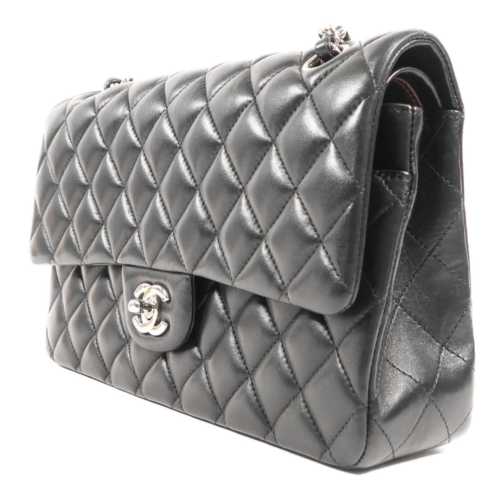 CHANEL 羊皮皮革Classic 25銀扣鏈帶肩背袋