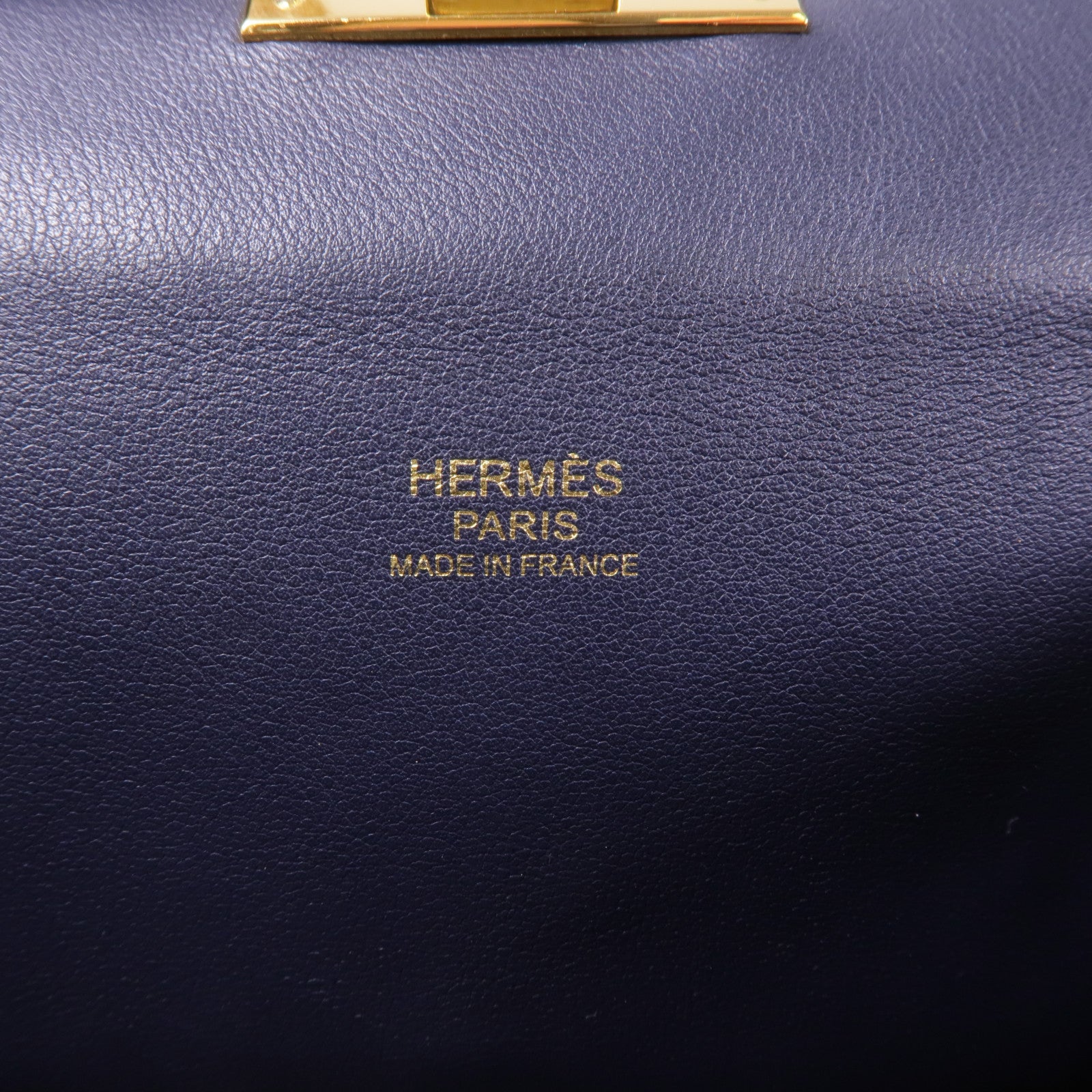 HERMES Swift皮革Tool Box 20金扣手挽肩背兩用袋Bleu Indigo