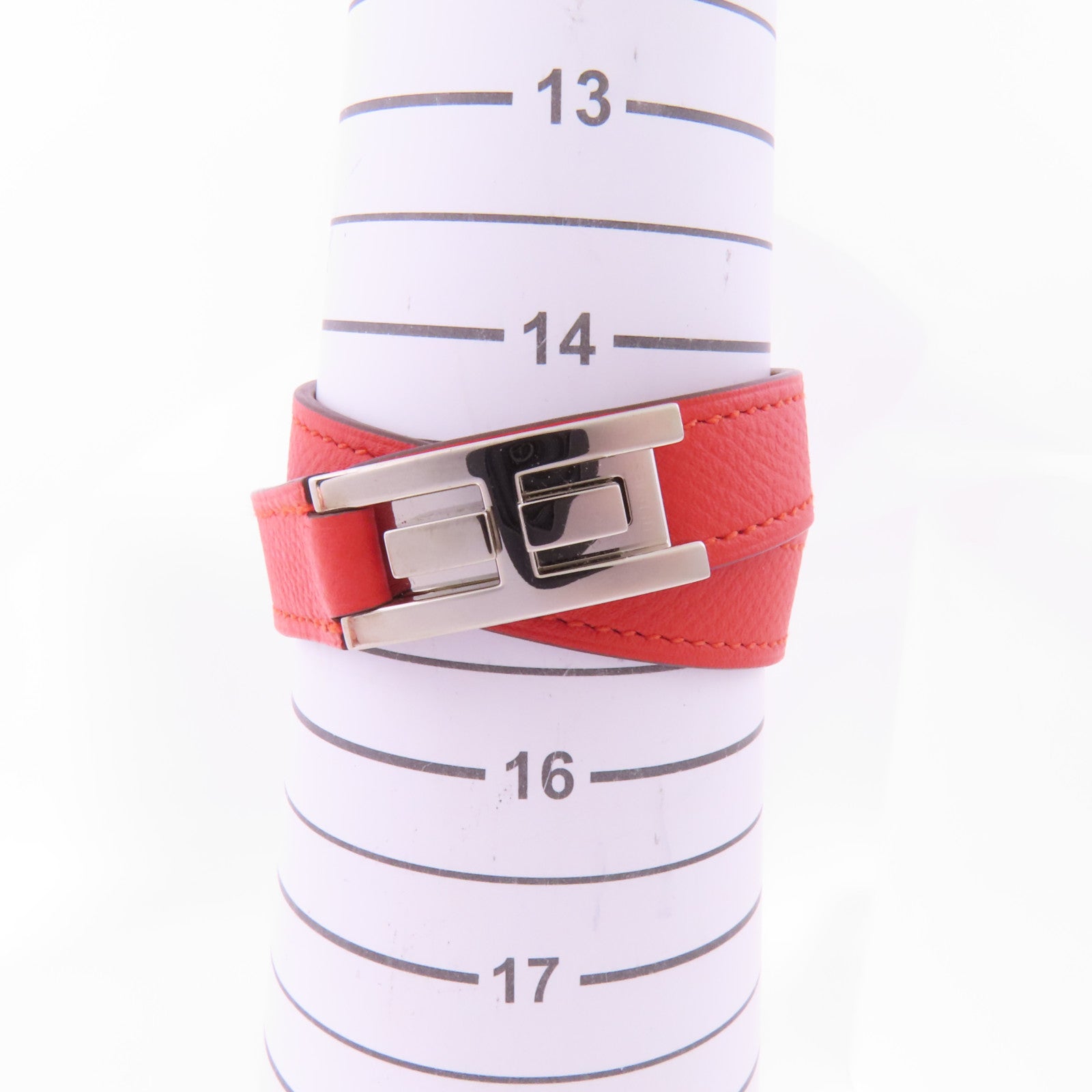 HERMES PHW Bracelet Veau Epsom Leather Red