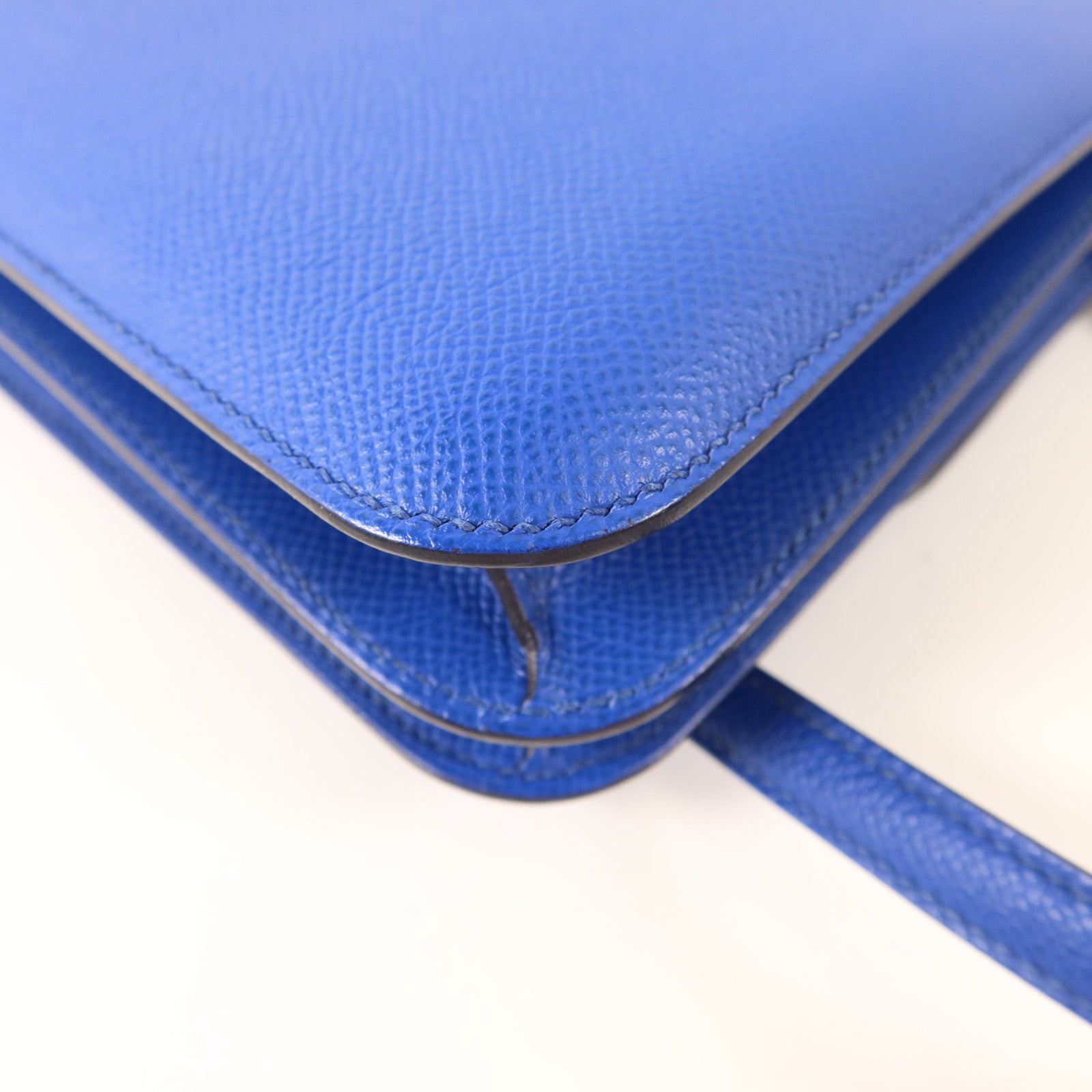 HERMES 【激減優惠】Epsom皮革Constance Mini銀扣手挽肩背兩用袋Bleu France