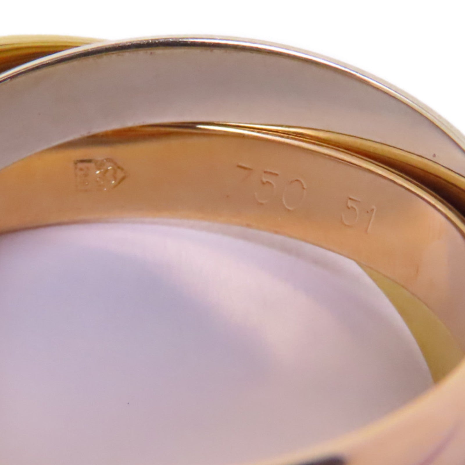 CARTIER 18K黃金/白金/玫瑰金Trinity Ring戒指Cartier#51/US#5.75