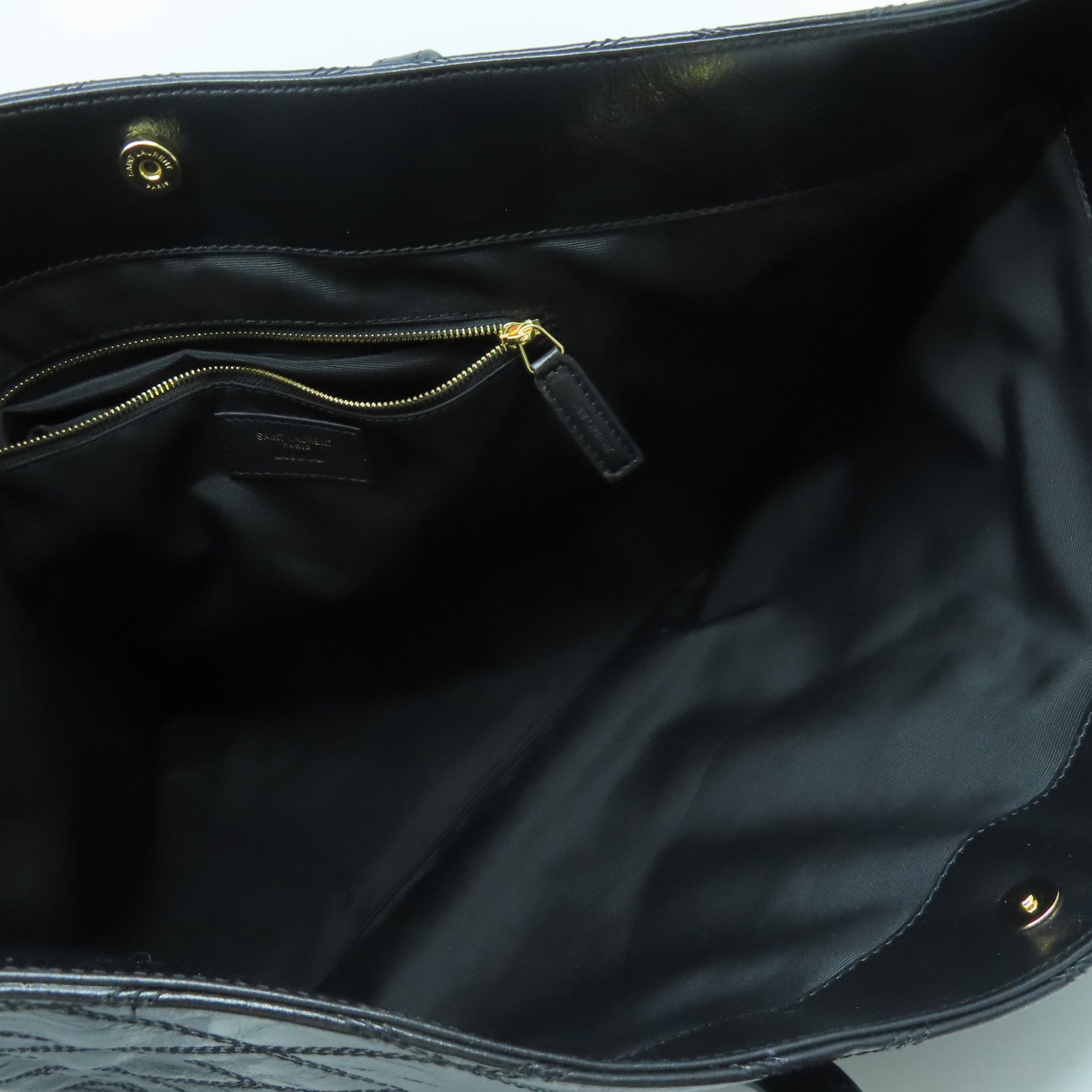 YVES SAINT LAURENT 【激減優惠】菱格牛皮皮革Tote Bag金扣手挽袋黑色
