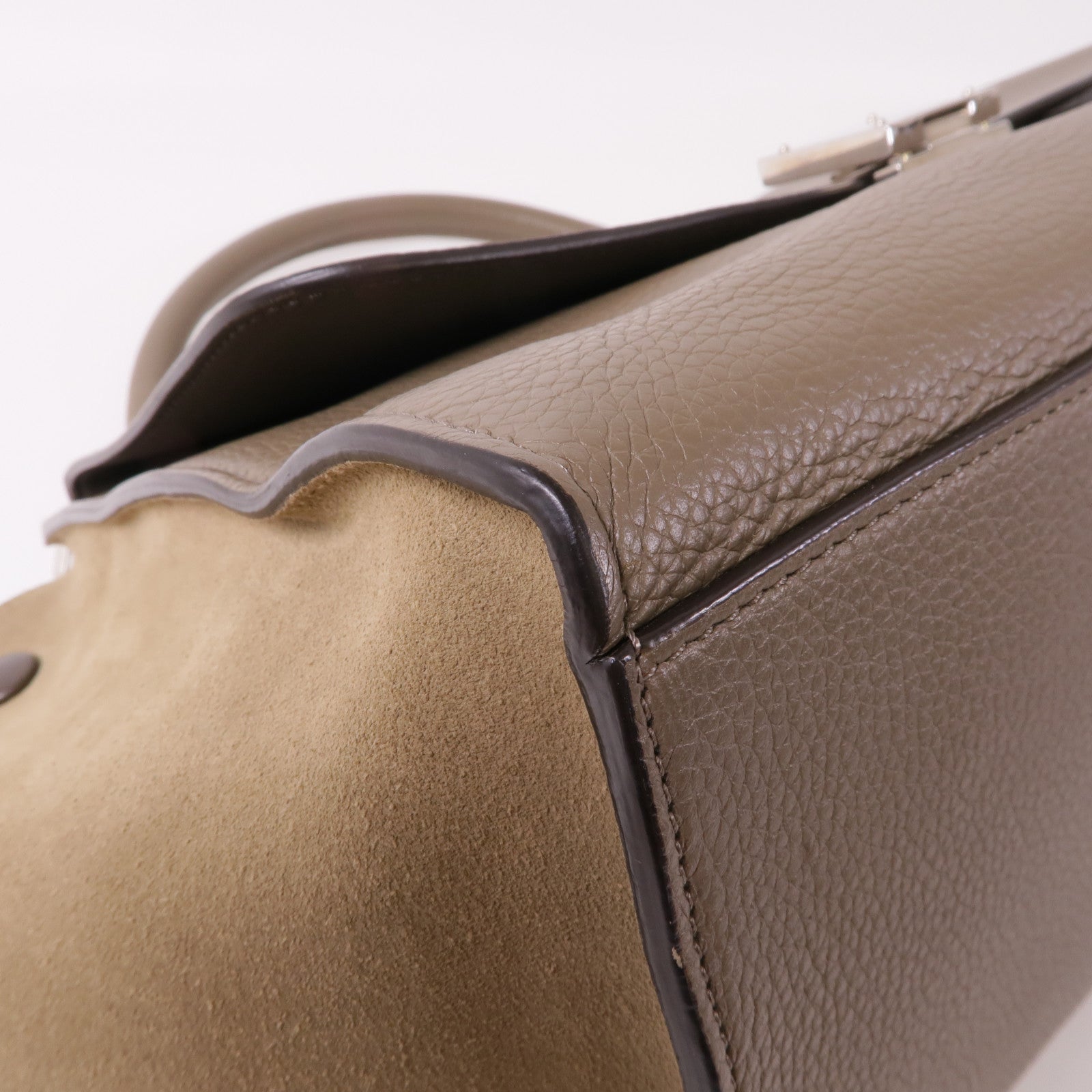 CELINE 牛皮皮革Trapeze銀扣手挽肩背兩用袋