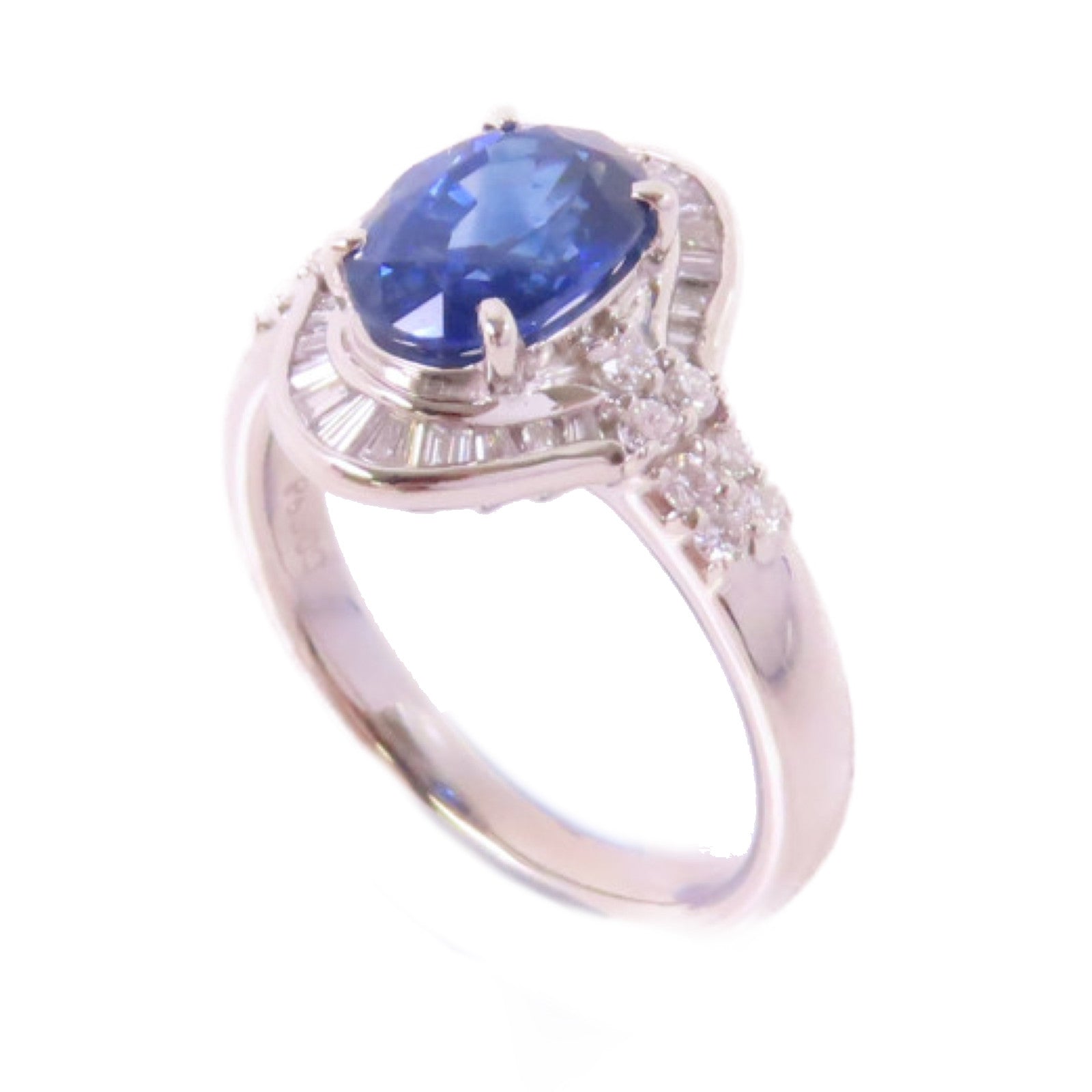 JEWELRY 【激減優惠】PT900鉑金/2.14ct藍寶石/0.47ct鑽石Sapphire/Diamond Ring戒指US#6