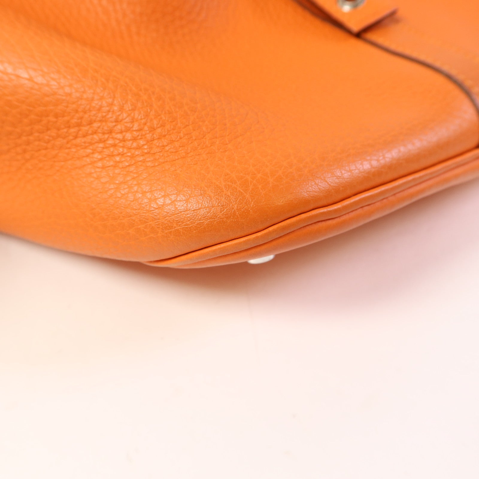 HERMES Clemence皮革Picotin GM銀扣手挽袋Orange