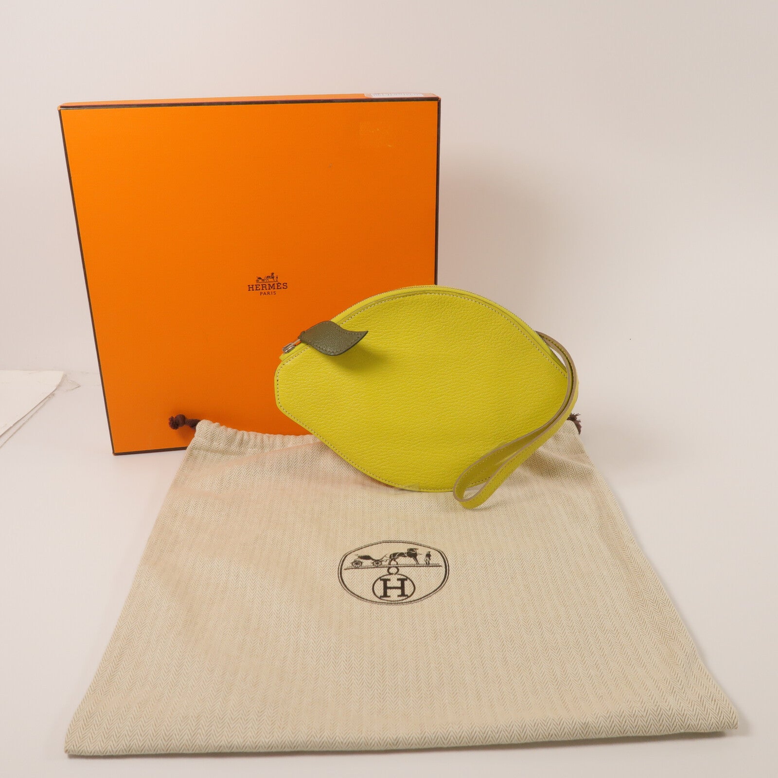 HERMES Chevre皮革Lemon Tutti Frutti Clutch手拿包Lime