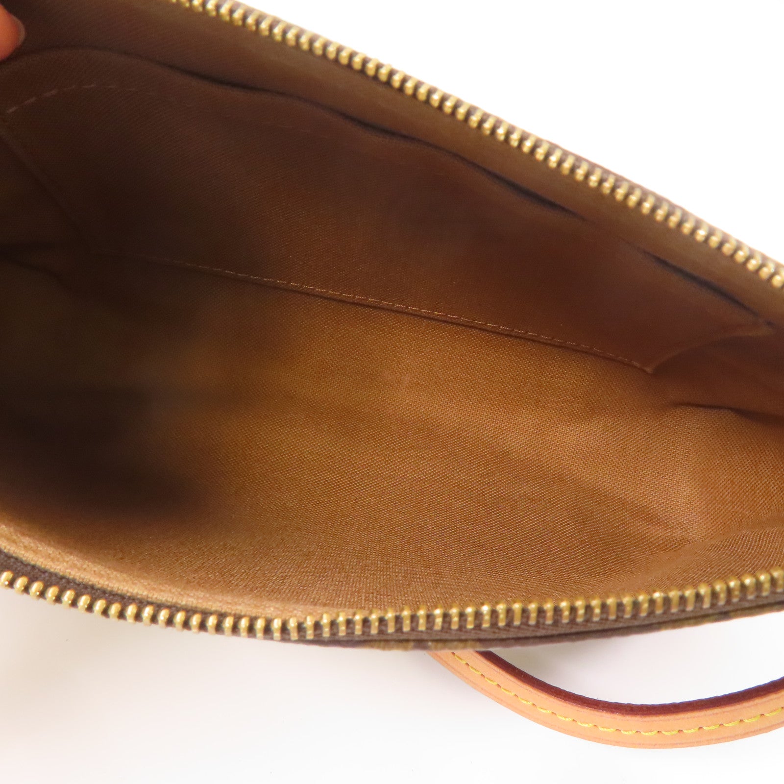 LOUIS VUITTON Monogram Pochette Accessoires金扣手拿包棕色