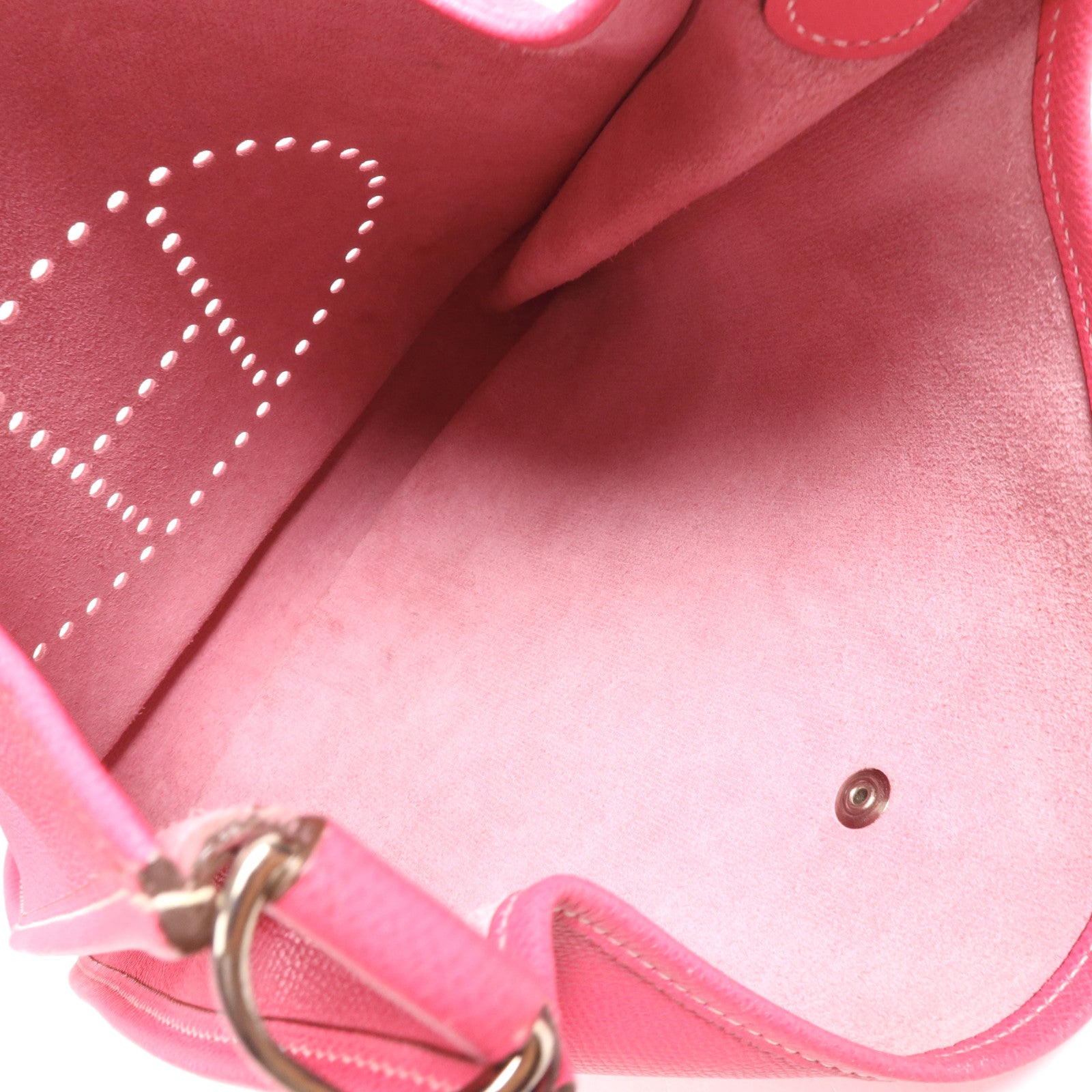 HERMES Epsom皮革Evelyne GM銀扣肩背袋Rose Tyrien