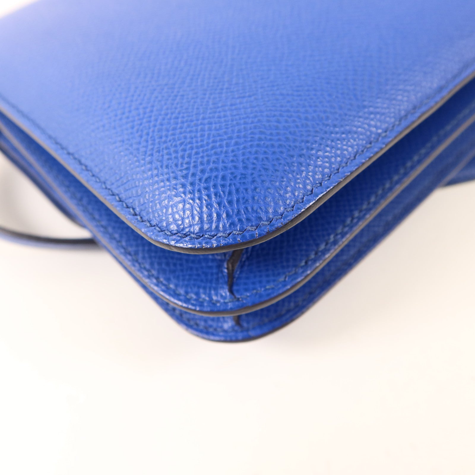 HERMES 【激減優惠】Epsom皮革Constance Mini銀扣手挽肩背兩用袋Bleu France