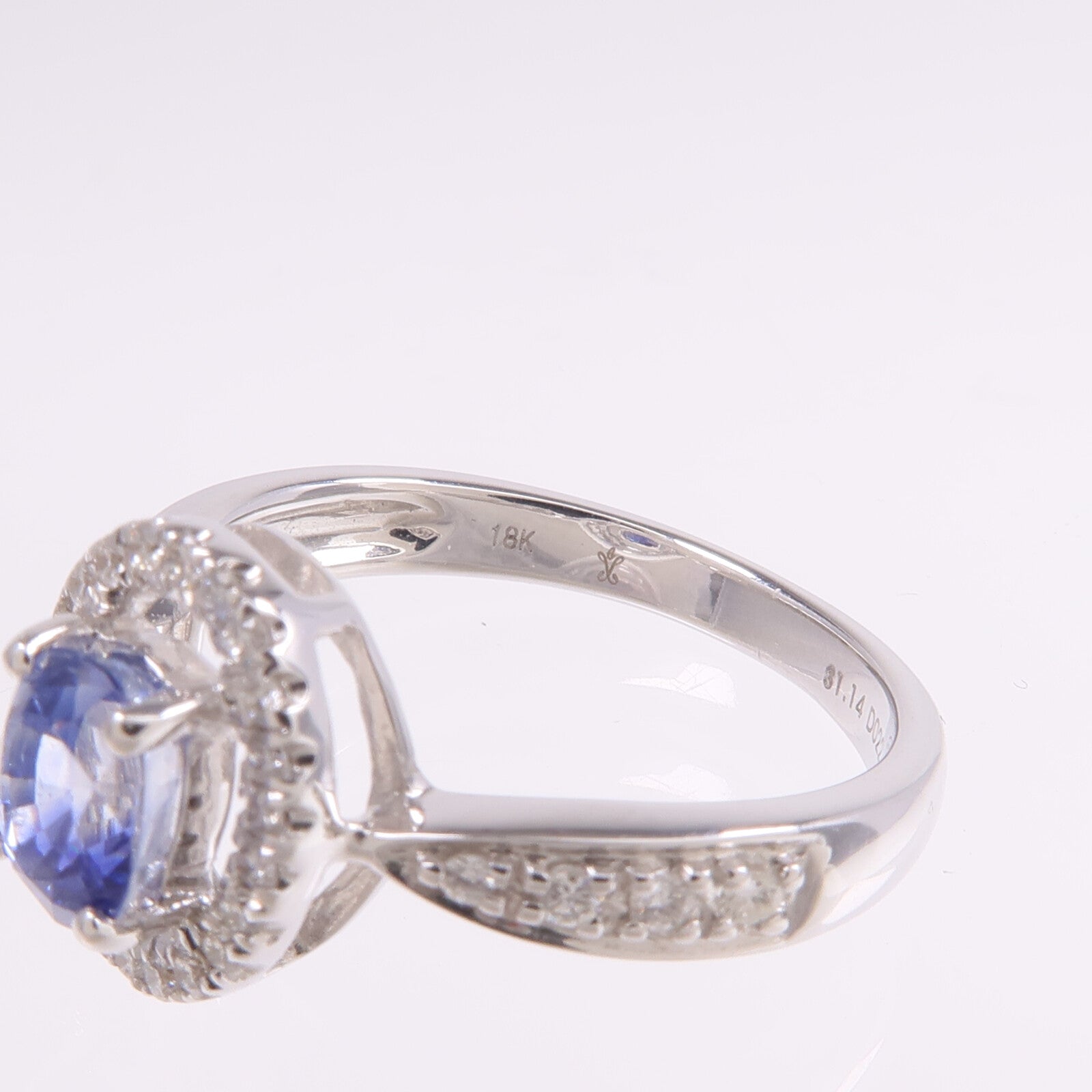 JEWELRY 18K白金Sapphire Diamond Ring藍寶石/鑽石戒指US#6.25